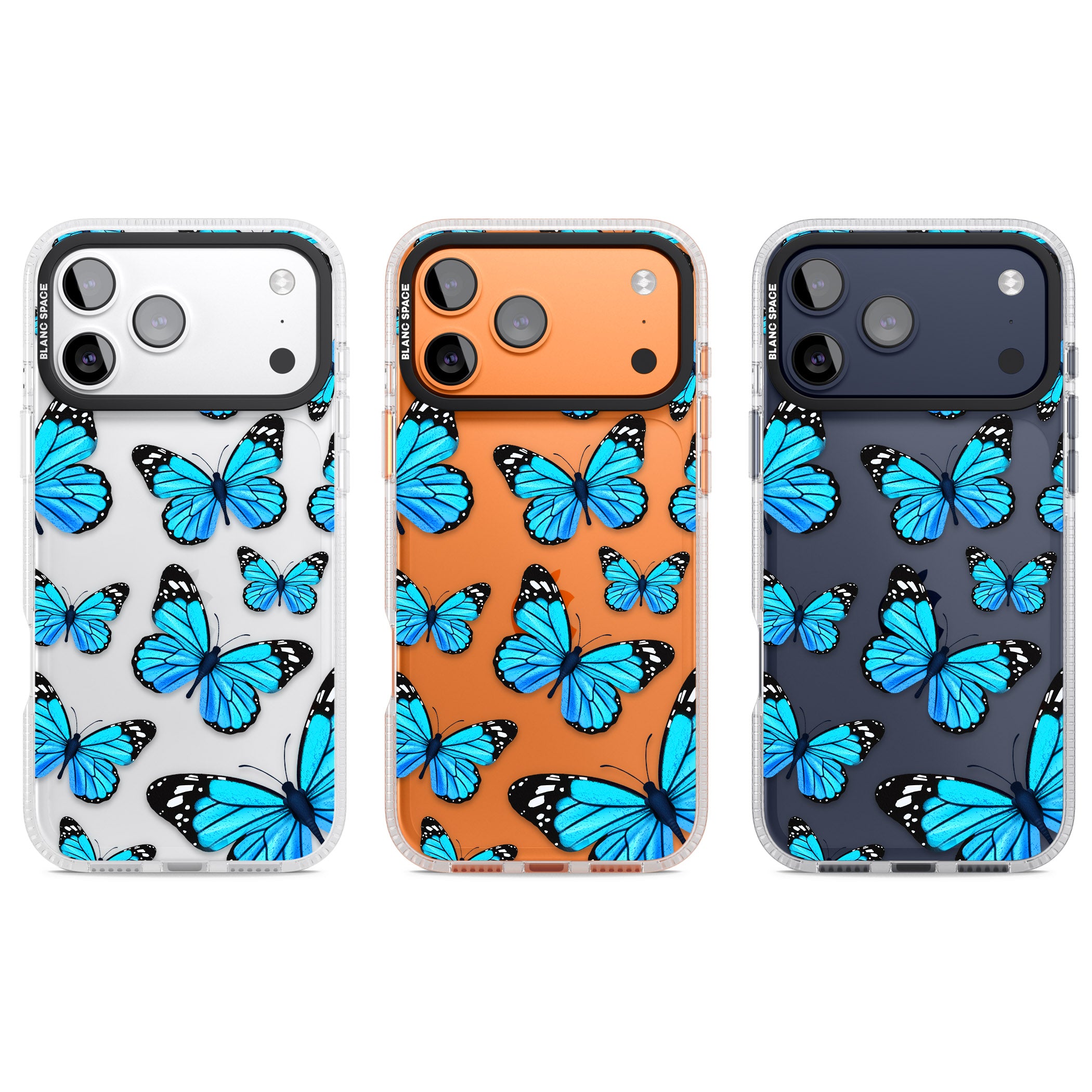 Blue Butterflies iPhone 17 Pro Impact Air Clear Phone Case APT Impact Protection