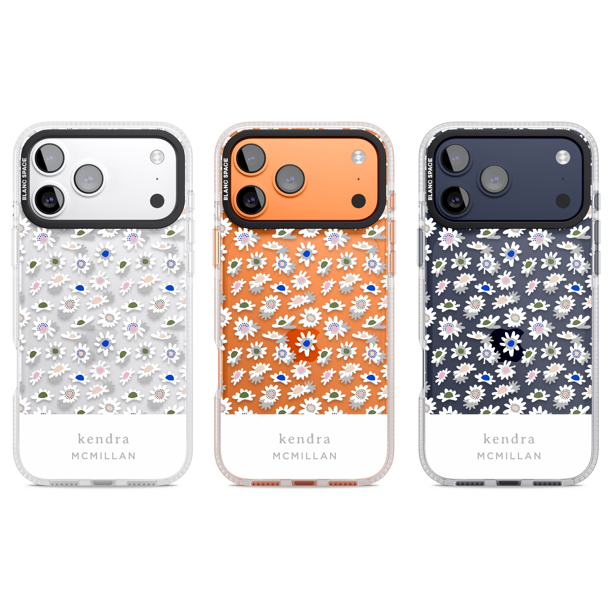 Personalised Grey & White Daisies iPhone 17 Pro Impact Air Clear Phone Case APT Impact Protection