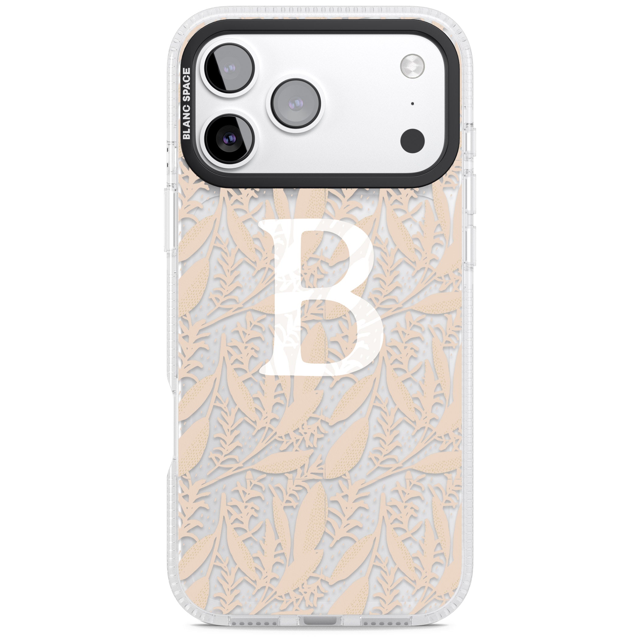 Personalised Monogram Subtle Abstract Floral iPhone 17 Pro Impact Air Clear Phone Case