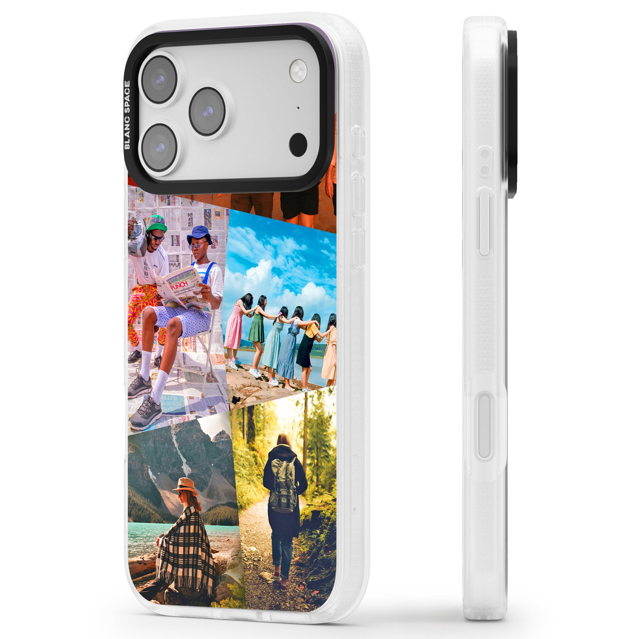 Personalised Abstract Photo Grid iPhone 17 Pro Impact Air Clear Phone Case Side Profile