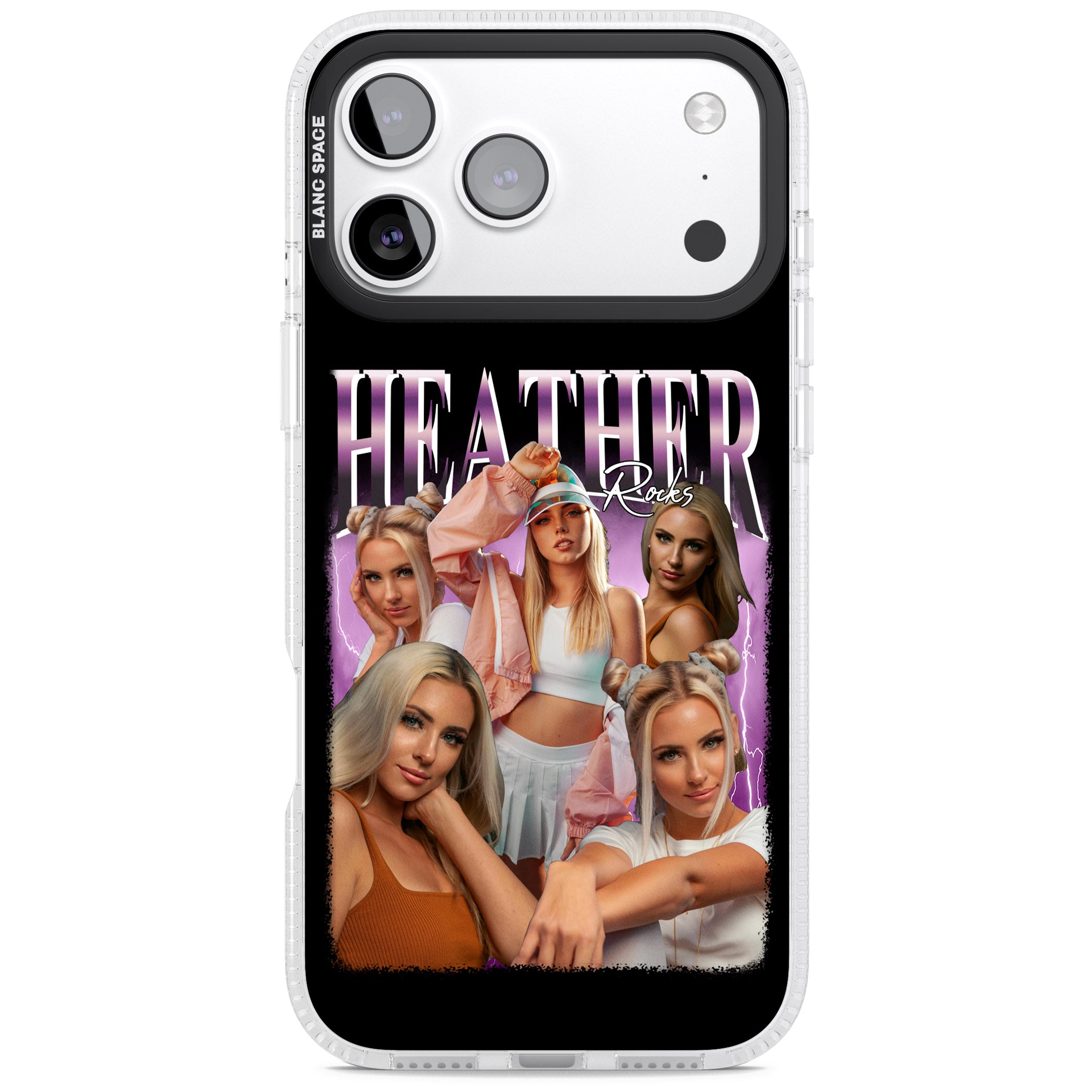 Personalised Airbrush Name & Photo Collage (Pink) iPhone 17 Pro Impact Air Clear Phone Case