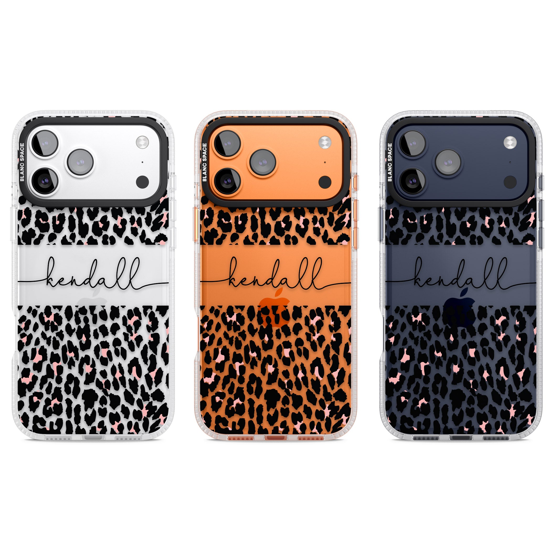 Personalised Cursive Leopard Spots iPhone 17 Pro Impact Air Clear Phone Case APT Impact Protection