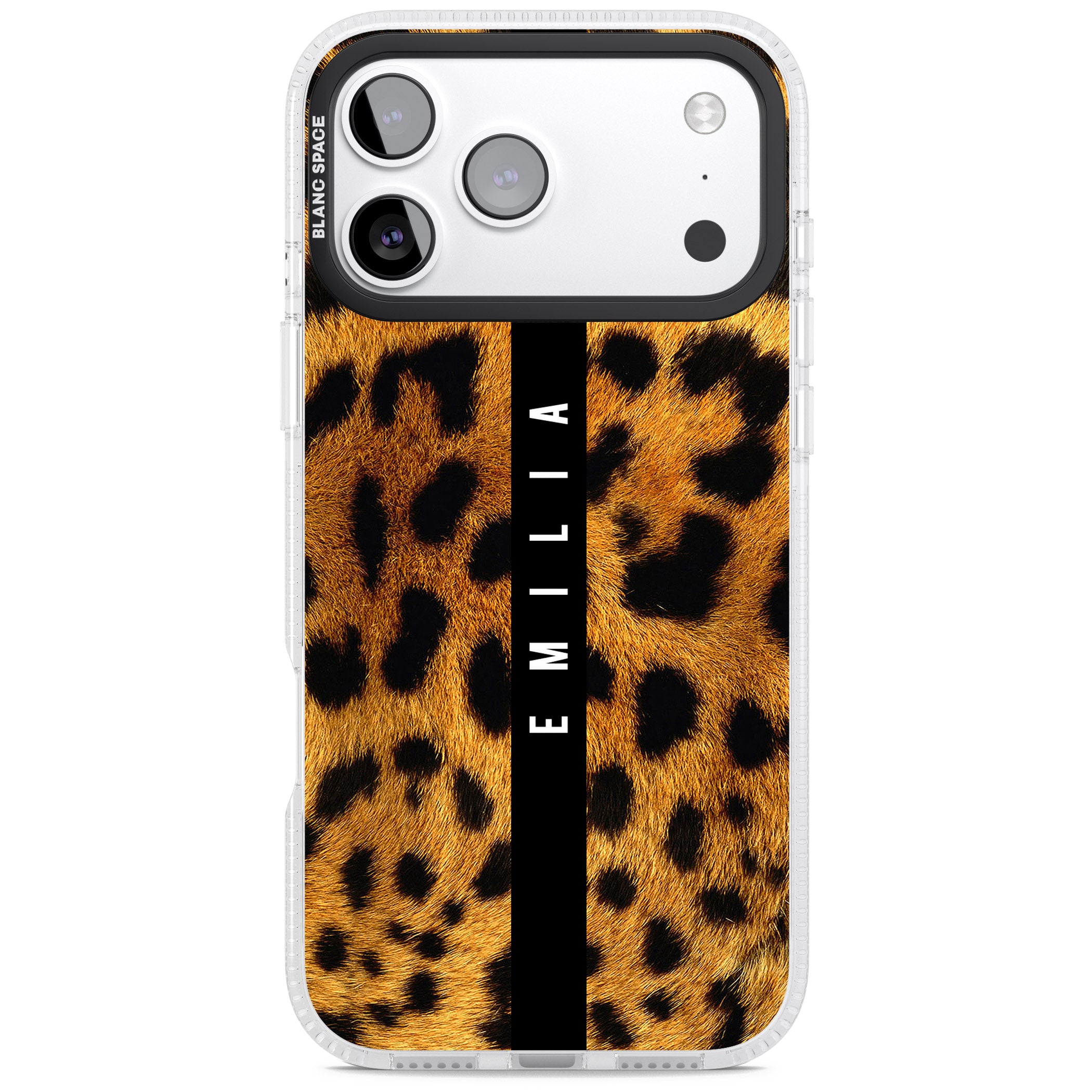 Personalised Leopard Print iPhone 17 Pro Max Impact Air Clear Phone Case