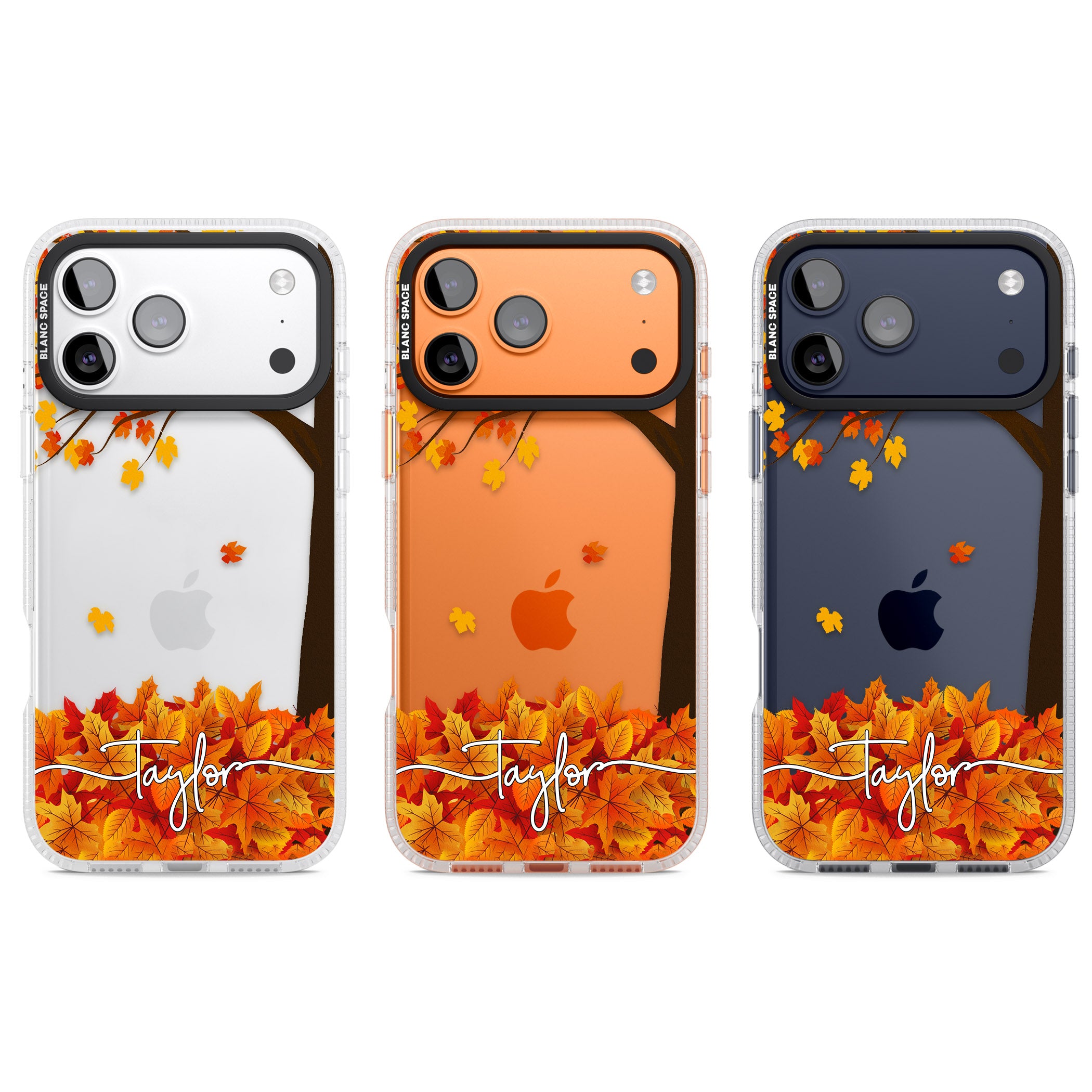 Personalised Autumn Leaves iPhone 17 Pro Impact Air Clear Phone Case APT Impact Protection