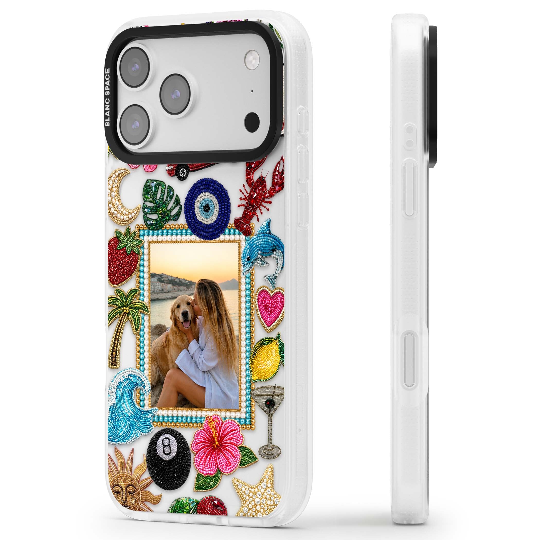 Beaded Photo coastal iPhone case | Clear Case Impact Air case for iPhone 17 Pro, iPhone 17 Pro Max