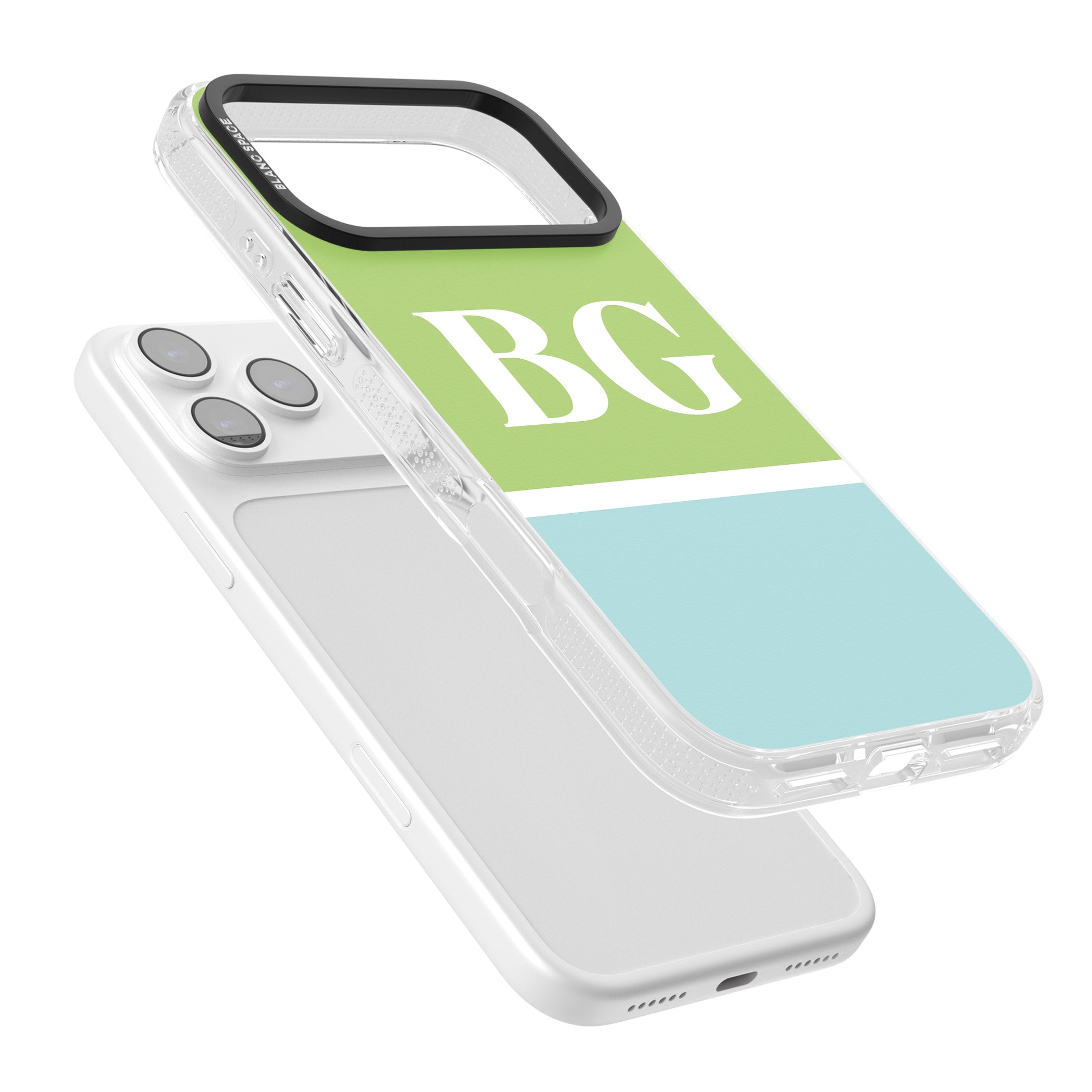 Personalised Colorblock: Green & Turquoise iPhone 17 Pro Impact Air Clear Phone Case Colours