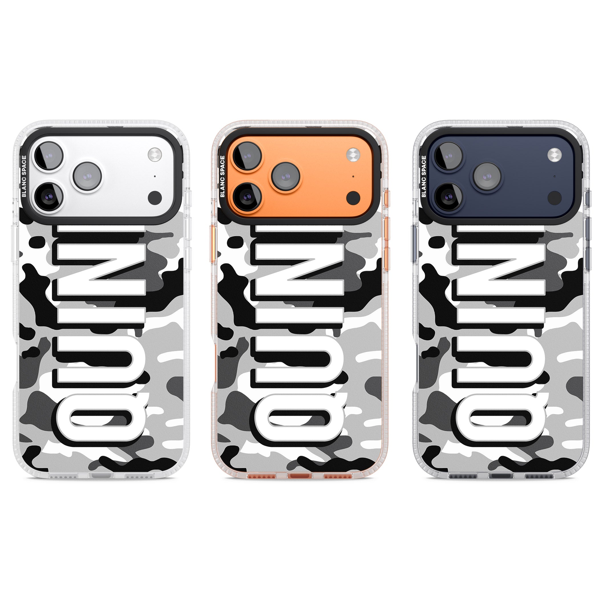 Personalised Greyscale Camo iPhone 17 Pro Impact Air Clear Phone Case APT Impact Protection