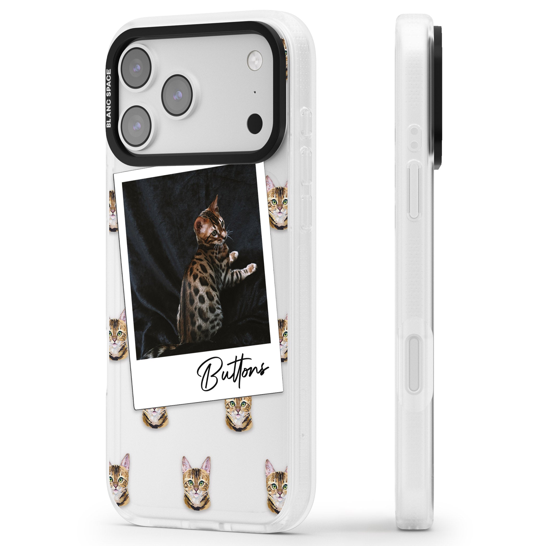 Personalised Bengal Cat Photo iPhone 17 Pro Impact Air Clear Phone Case Side Profile