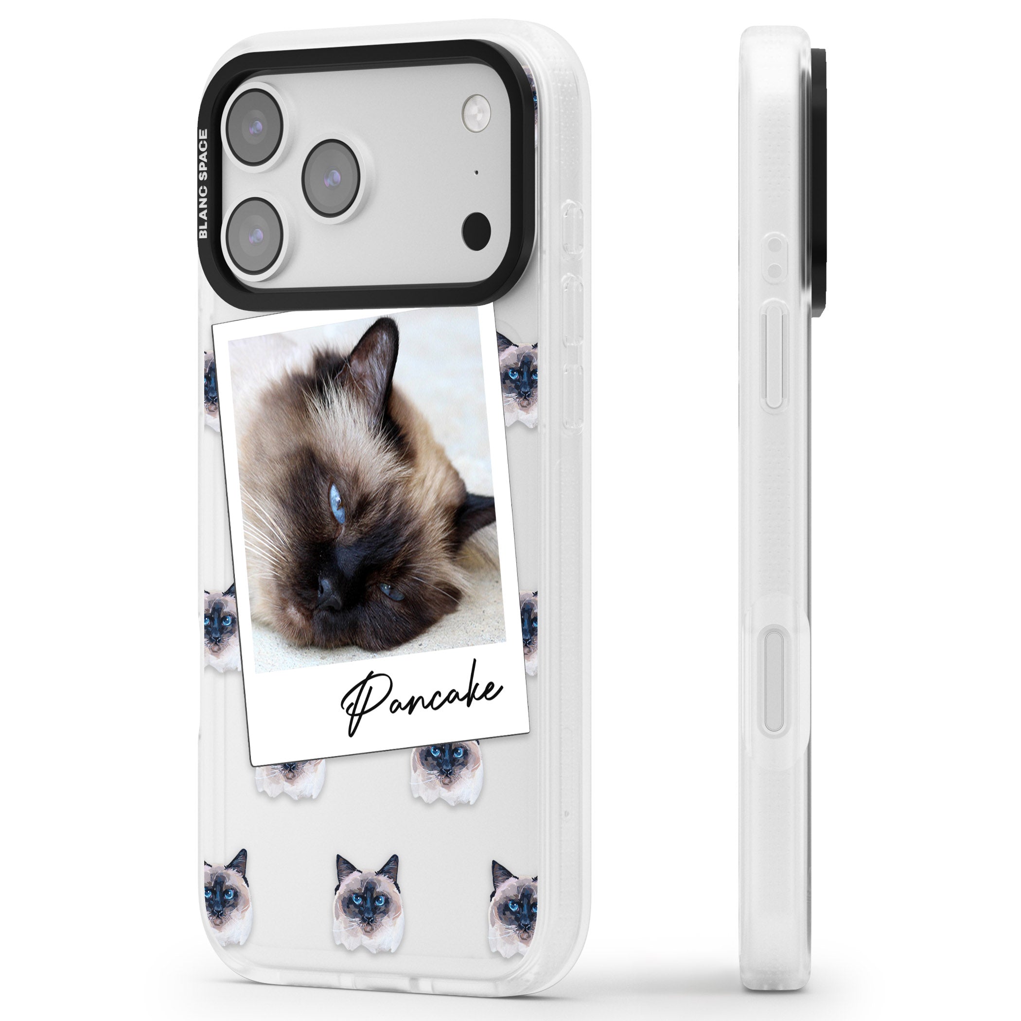 Personalised Burmese Cat Photo iPhone 17 Pro Impact Air Clear Phone Case Side Profile