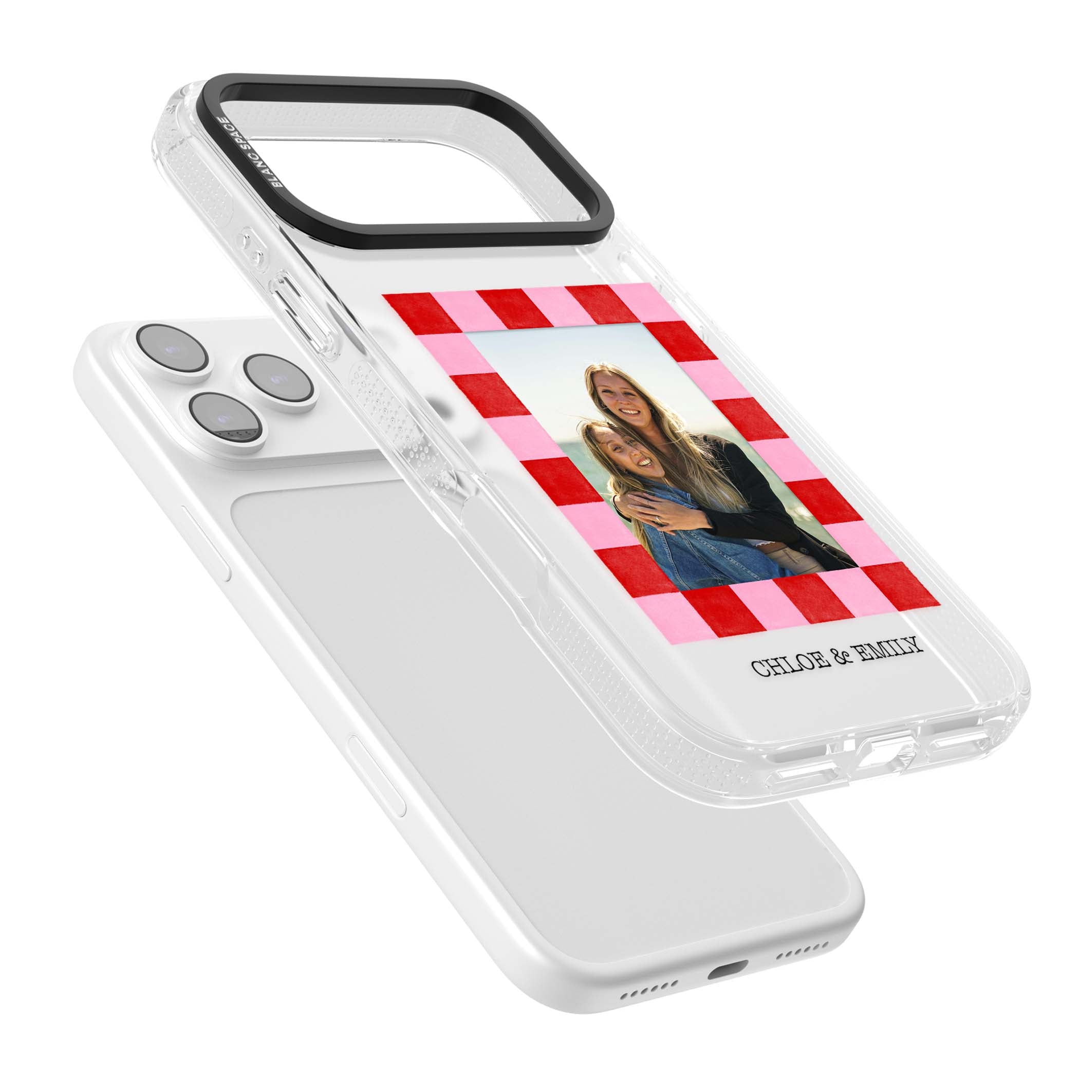 Bubblegum Check Photo for her iPhone case | Clear Case Impact Air case for iPhone 17 Pro, iPhone 17 Pro Max