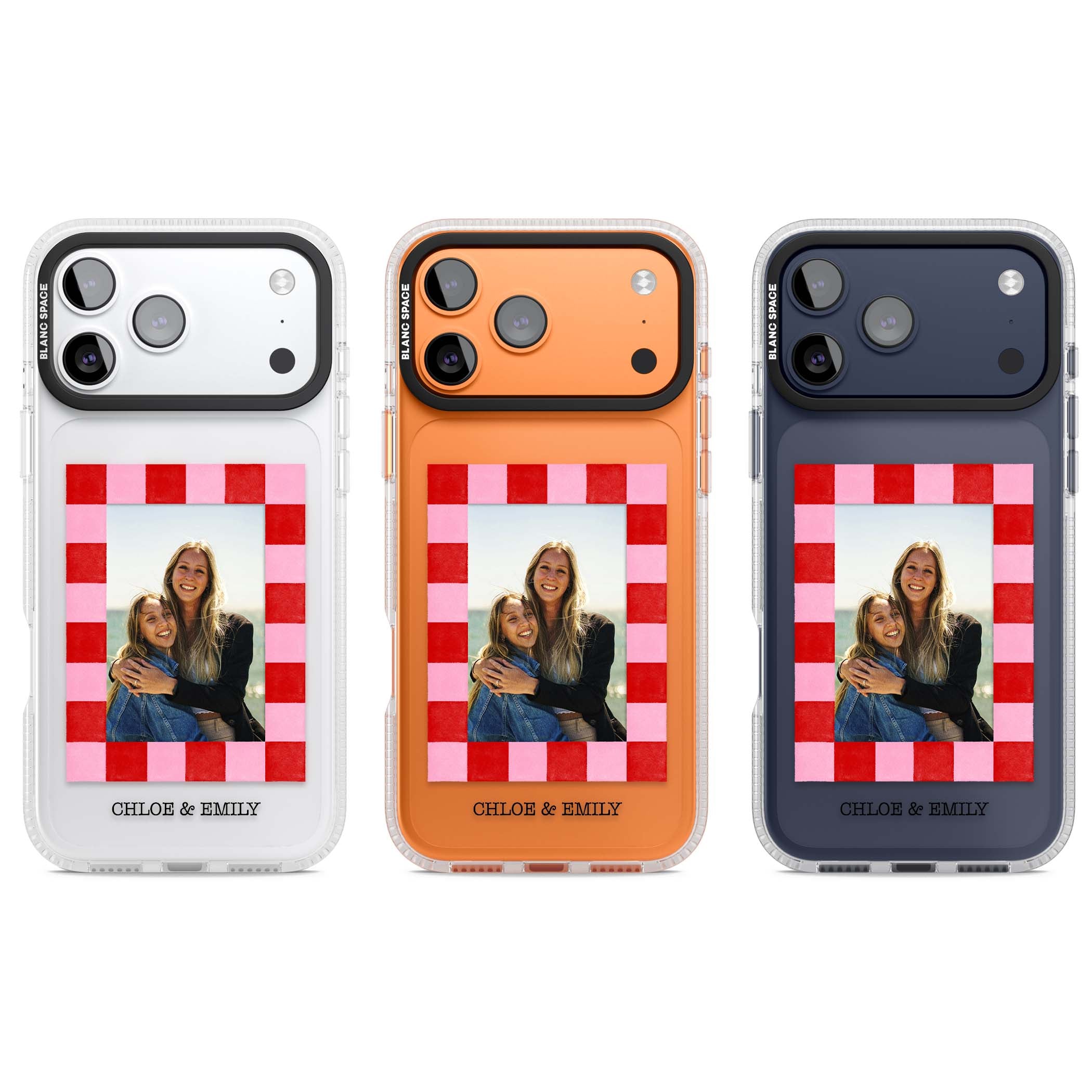 Bubblegum Check Photo for her iPhone case | Clear Case Impact Air case for iPhone 17 Pro, iPhone 17 Pro Max