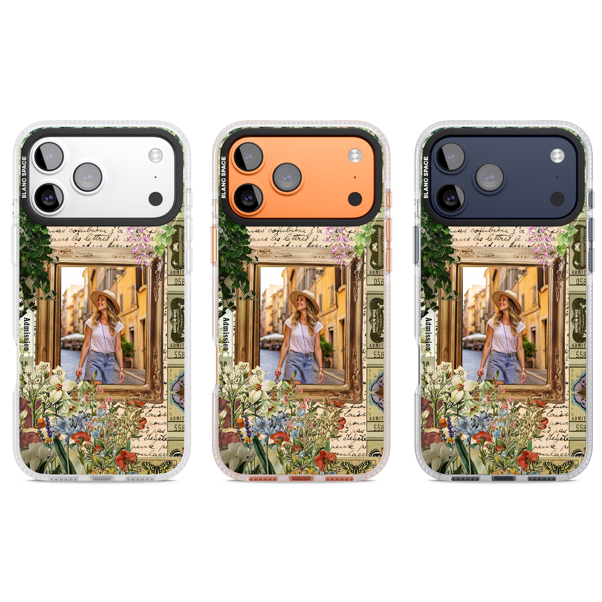 Personalised Tuscan Floral Collage Frame iPhone 17 Pro Impact Air Clear Phone Case APT Impact Protection