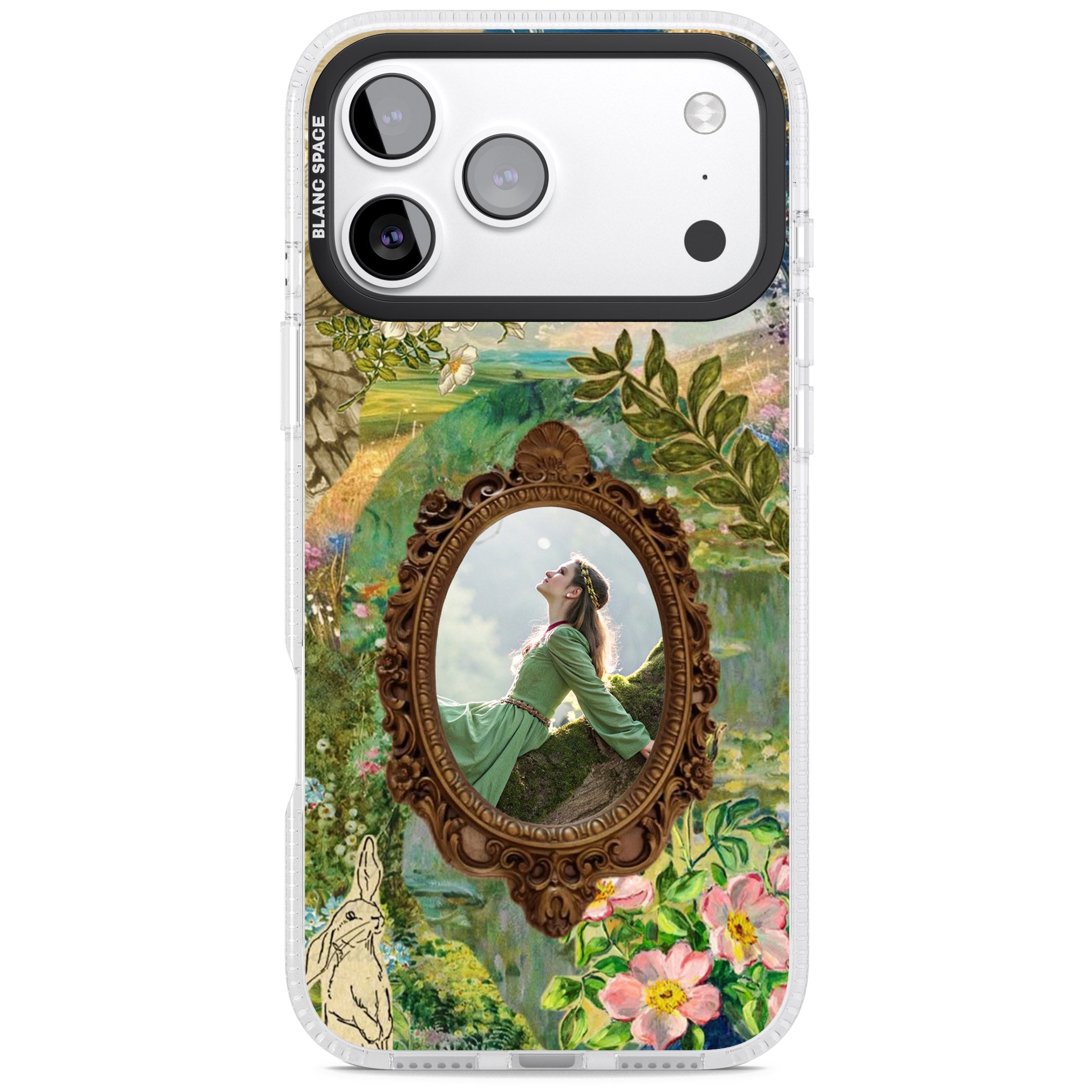 Personalised Meadow Frame iPhone 17 Pro Impact Air Clear Phone Case