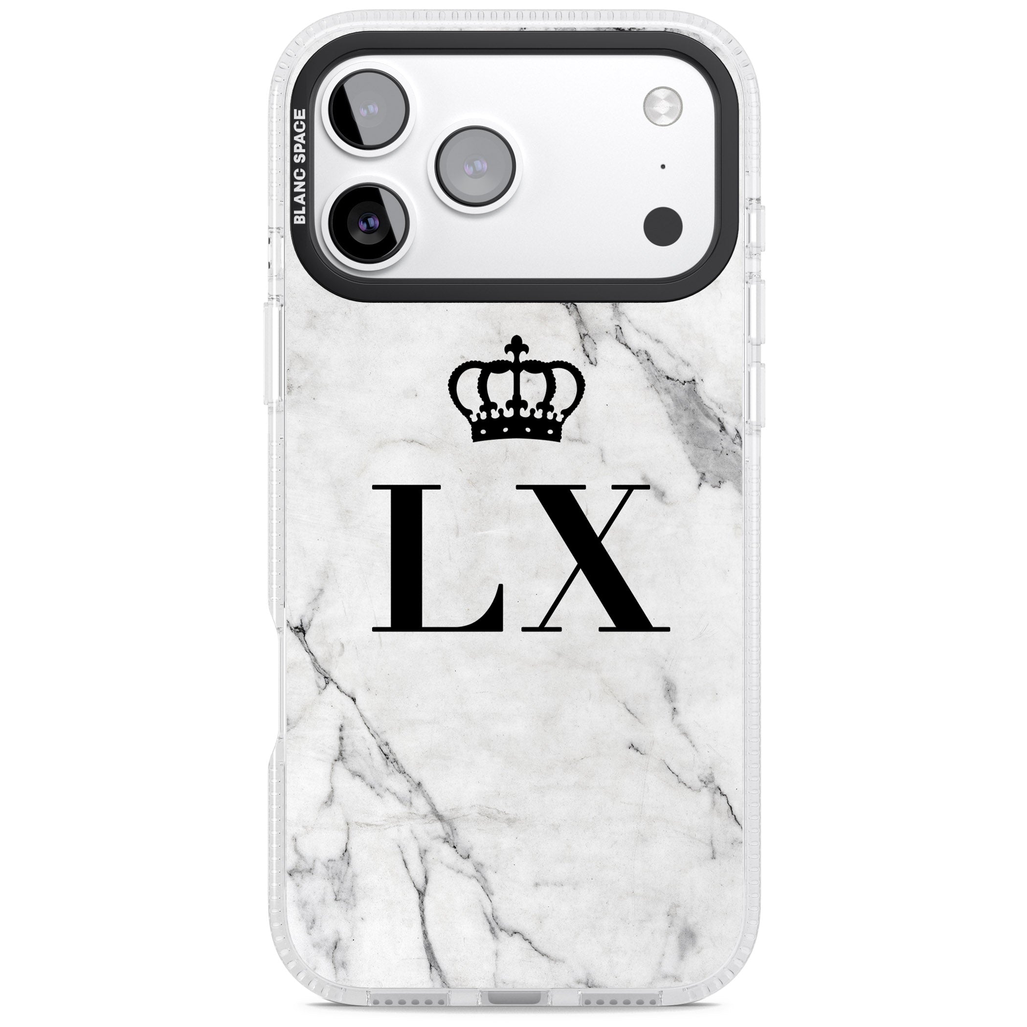 Personalised Initial Crown Marble iPhone 17 Pro Impact Air Clear Phone Case