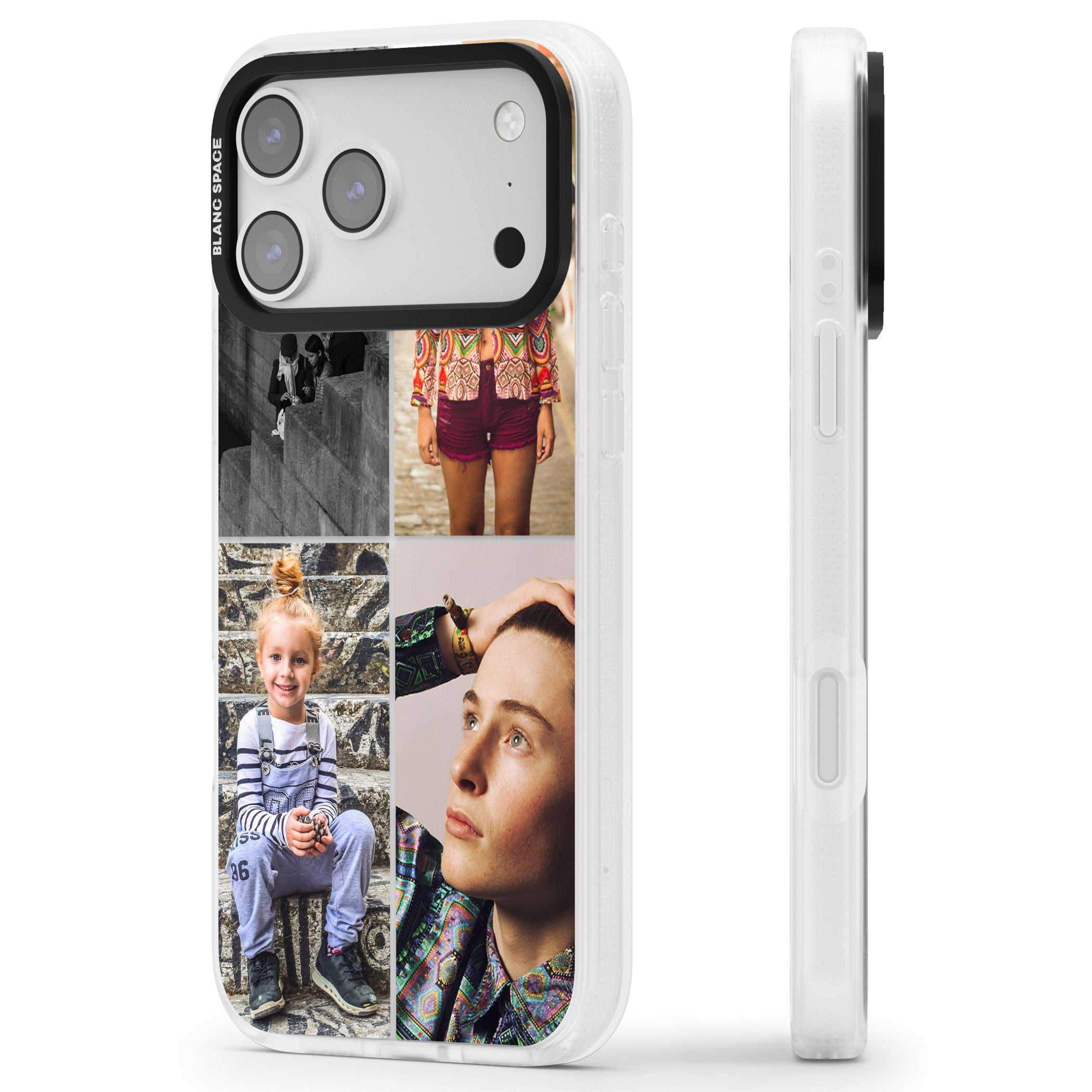 Personalised 4 Photo Grid iPhone 17 Pro Impact Air Clear Phone Case Side Profile