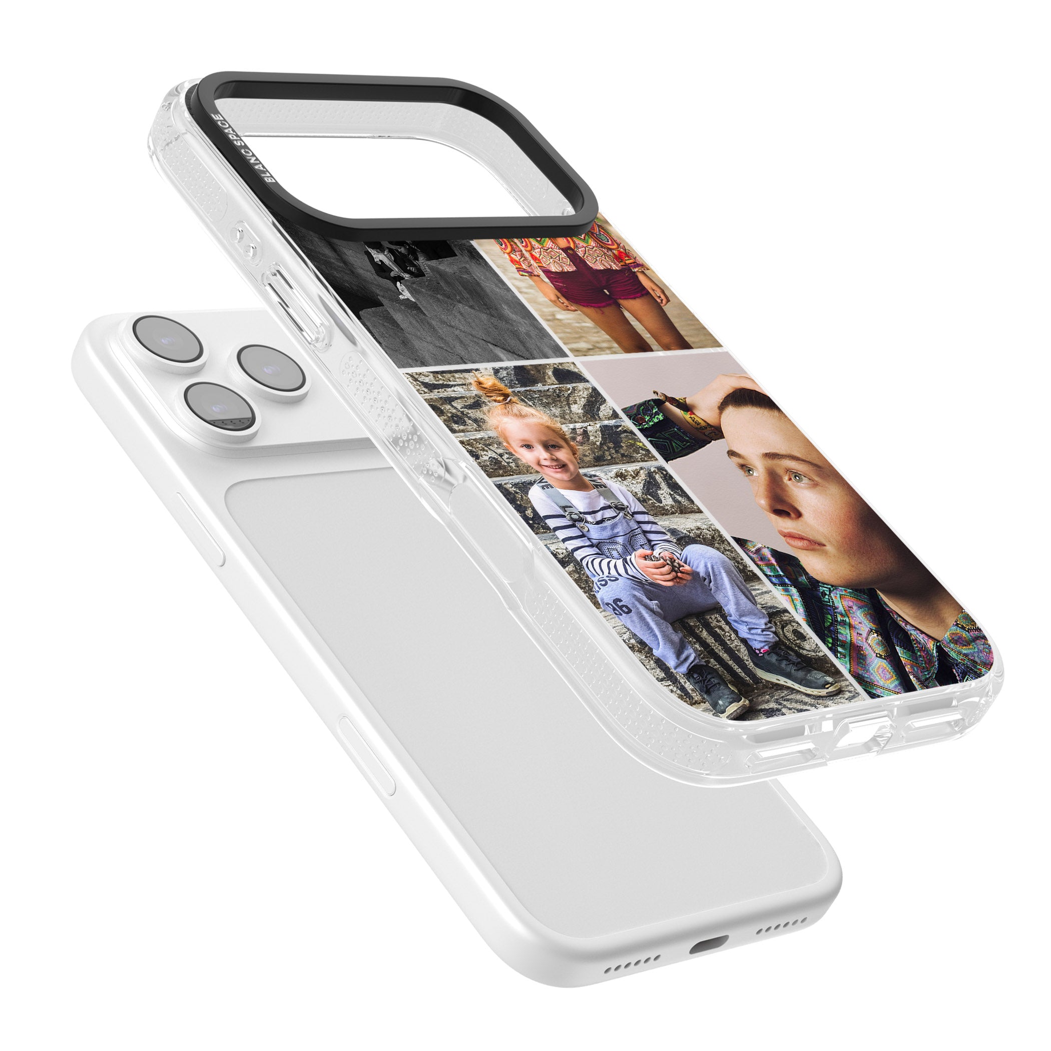 Personalised 4 Photo Grid iPhone 17 Pro Impact Air Clear Phone Case Colours