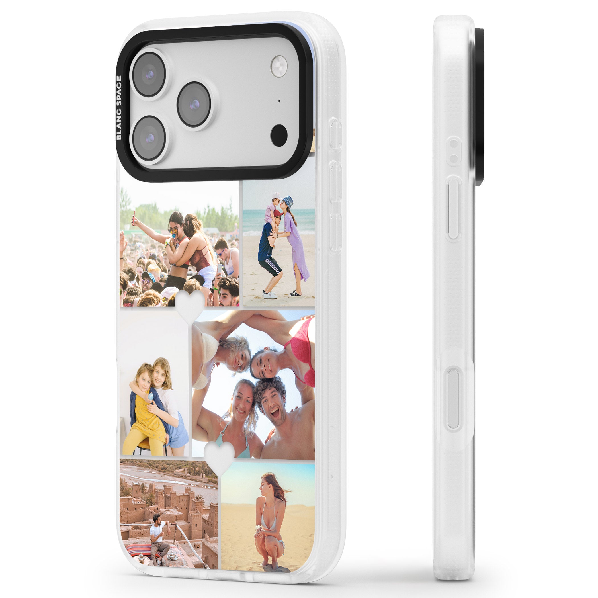 Personalised Heart Photo Grid iPhone 17 Pro Impact Air Clear Phone Case Side Profile