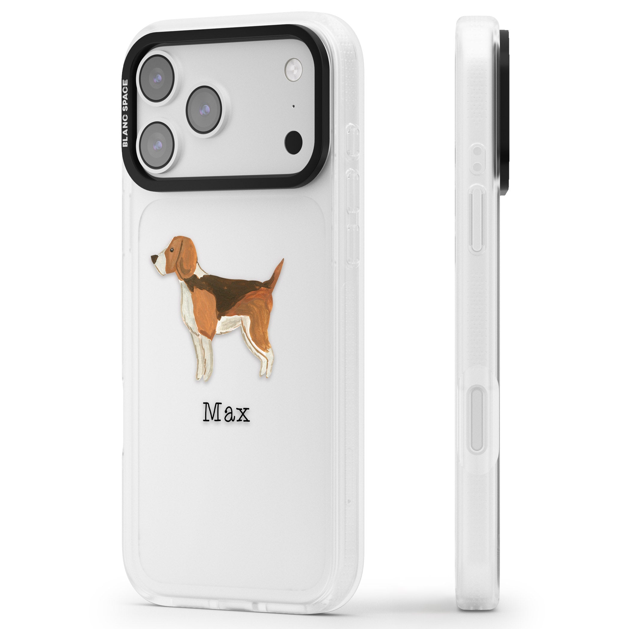 Personalised Beagle iPhone 17 Pro Impact Air Clear Phone Case Side Profile