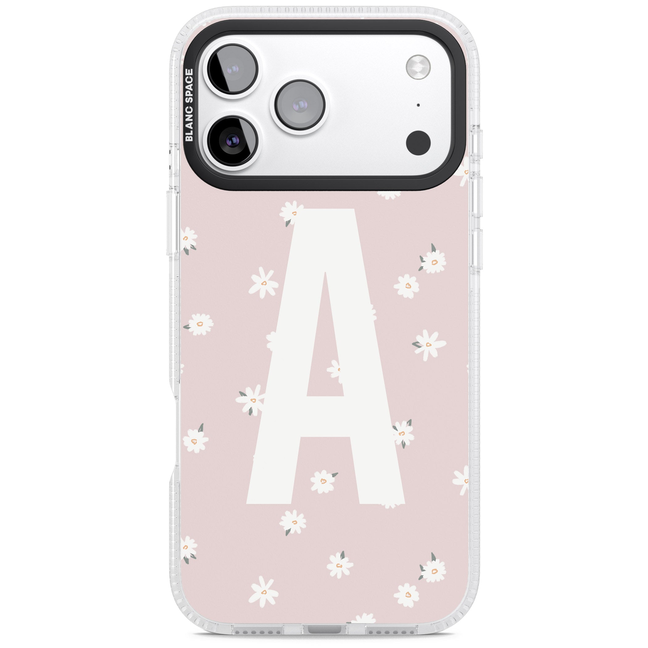Personalised Pink Daisy Initial iPhone 17 Pro Impact Air Clear Phone Case