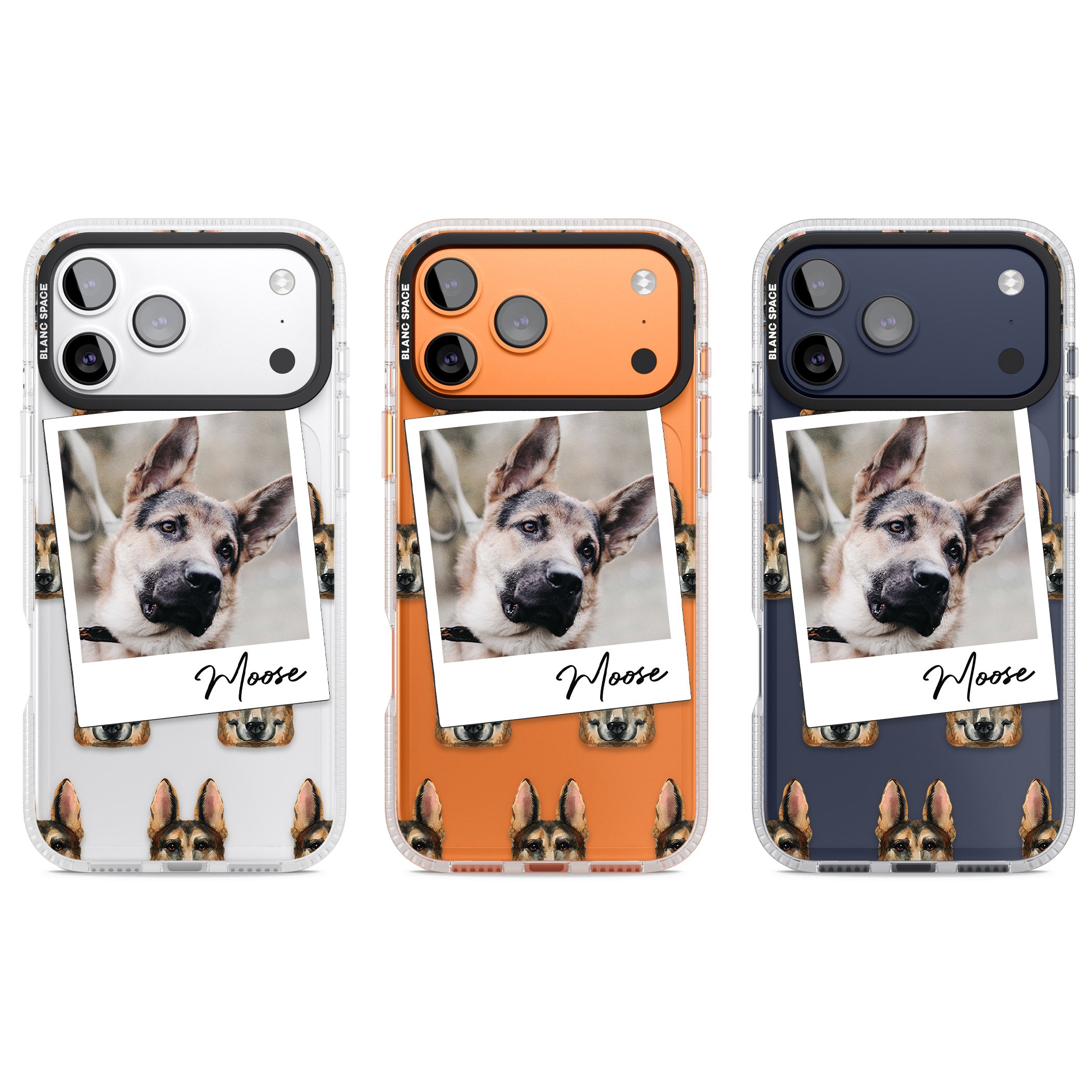 Personalised German Shepherd Instant Camera Photo iPhone 17 Pro Impact Air Clear Phone Case APT Impact Protection