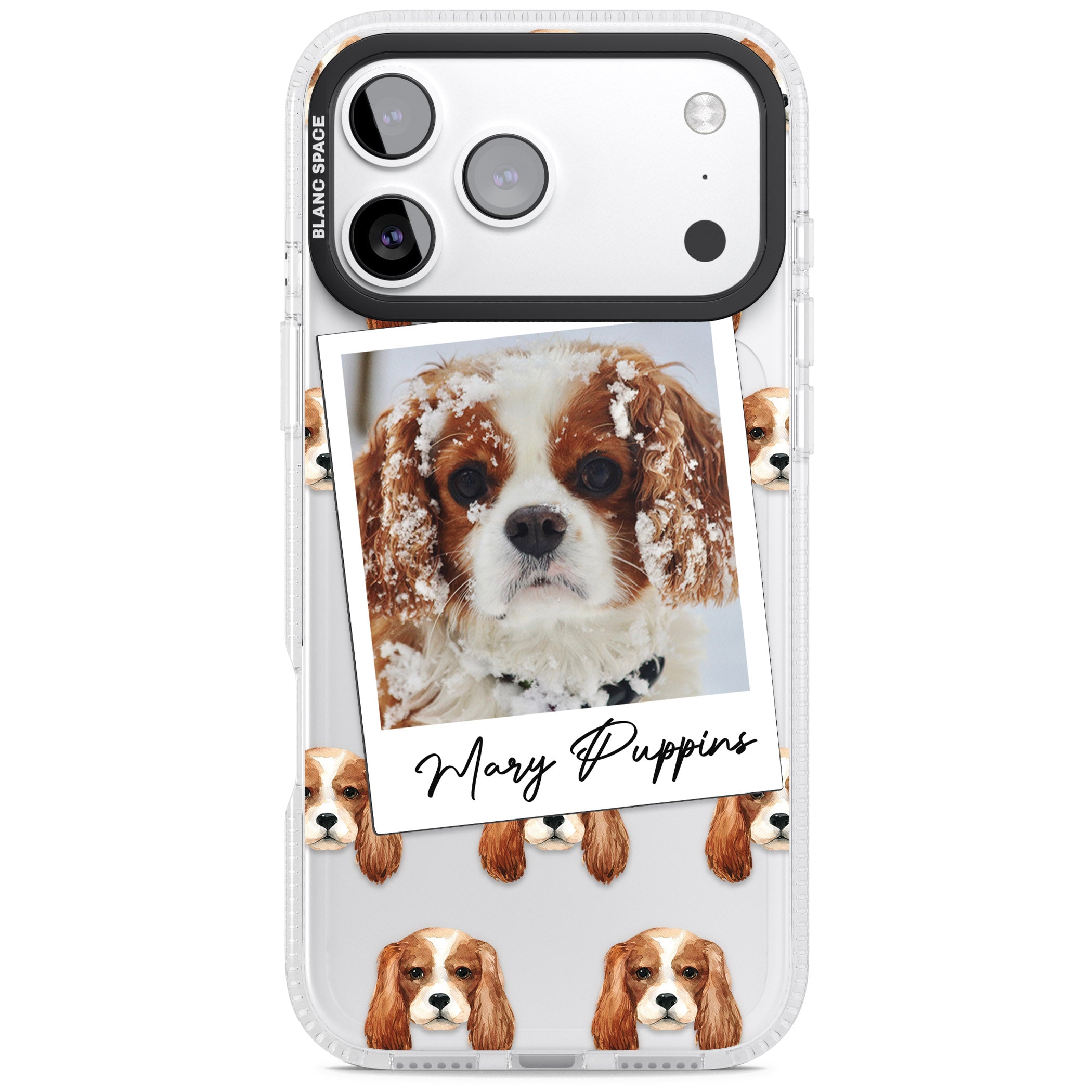 Personalised Cavalier King Charles Instant Camera Photo iPhone 17 Pro Impact Air Clear Phone Case