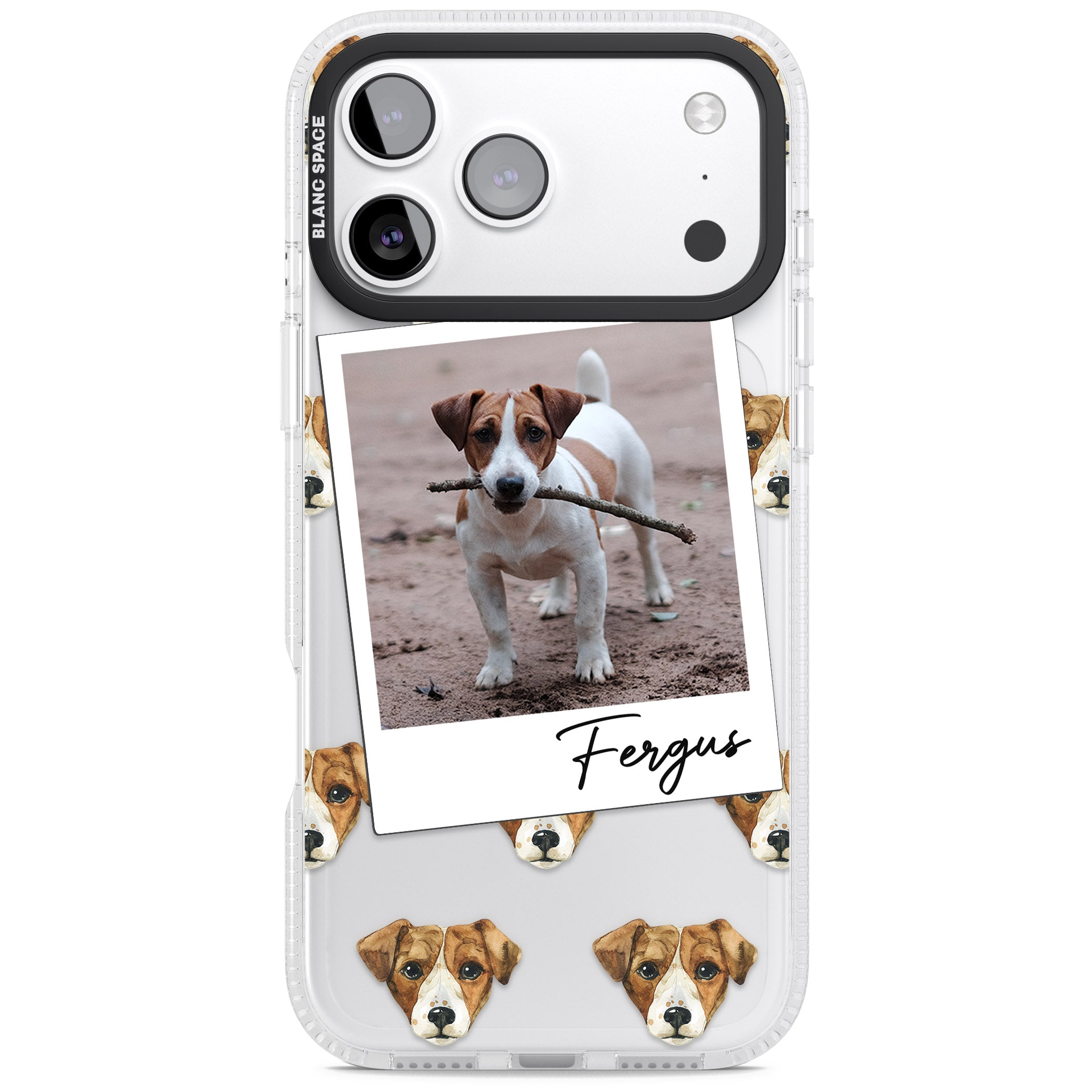 Personalised Jack Russell Instant Camera Photo iPhone 17 Pro Impact Air Clear Phone Case