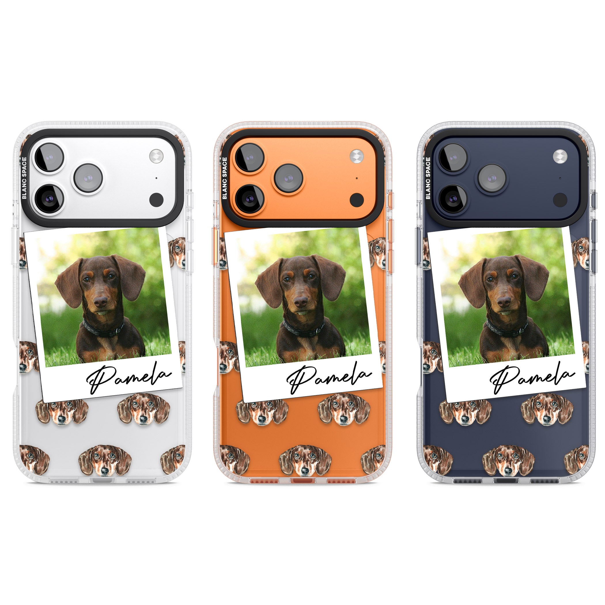 Personalised Brown Dachshund Instant Camera Photo iPhone 17 Pro Impact Air Clear Phone Case APT Impact Protection