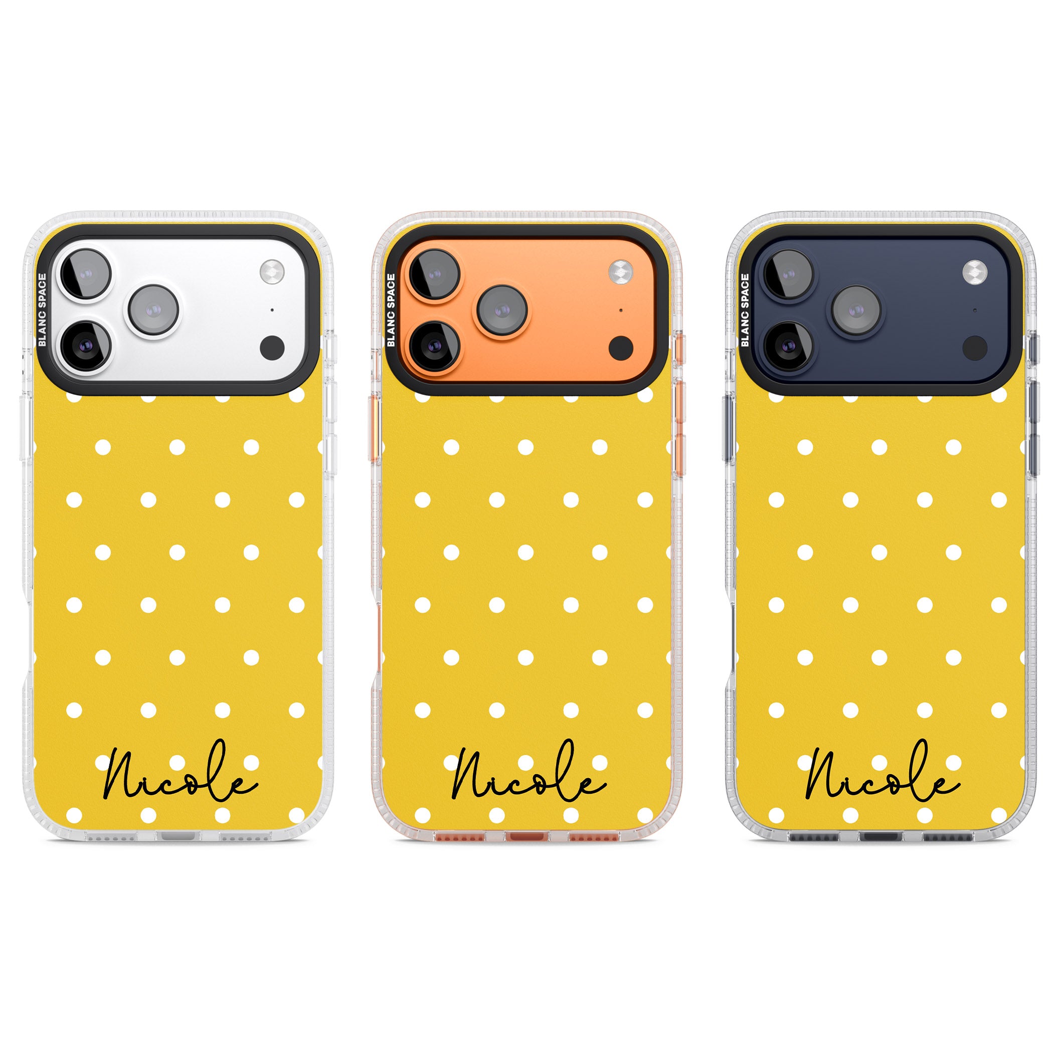 Personalised Yellow Polka Dot iPhone 17 Pro Impact Air Clear Phone Case APT Impact Protection