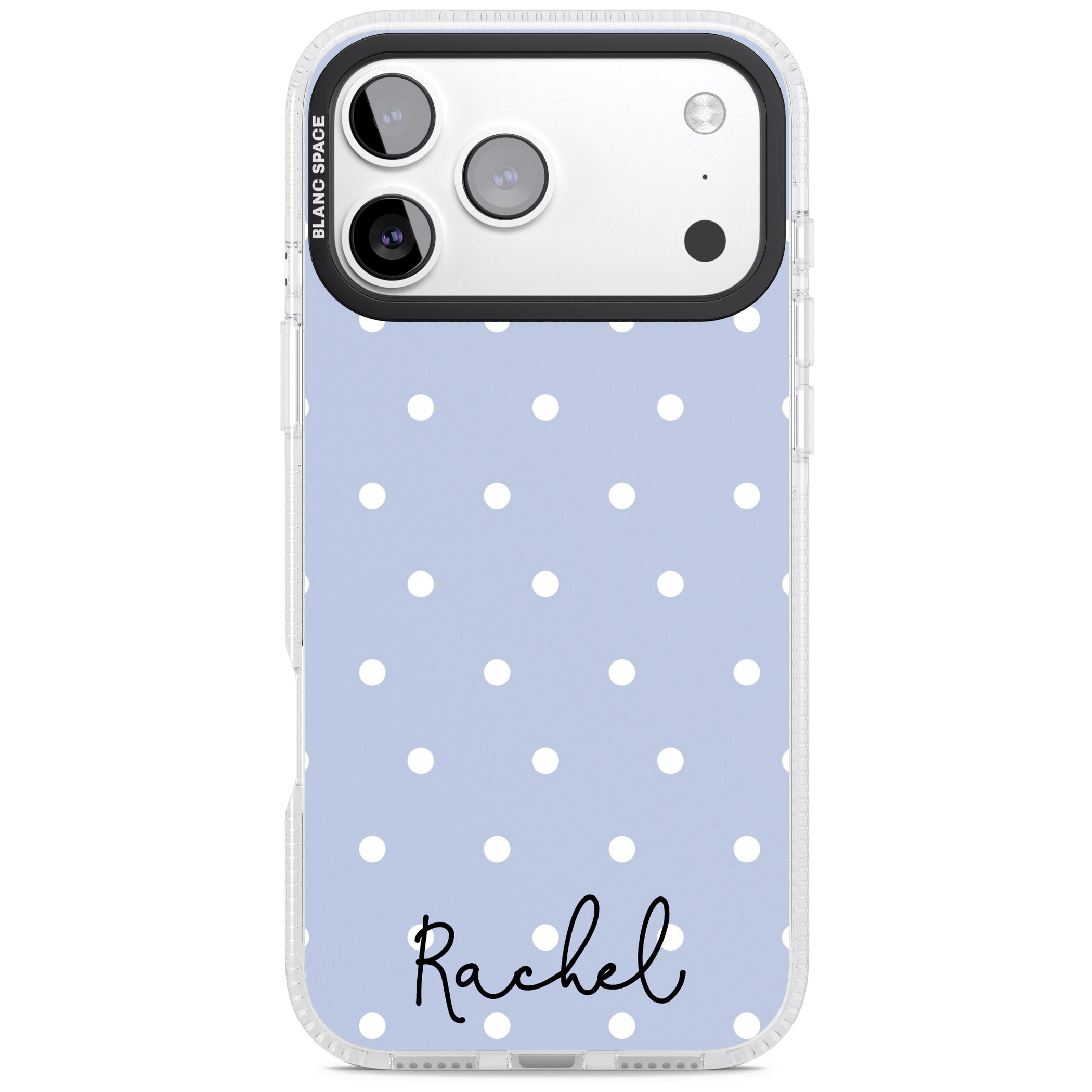 Personalised Simple Light Blue Dots iPhone 17 Pro Impact Air Clear Phone Case