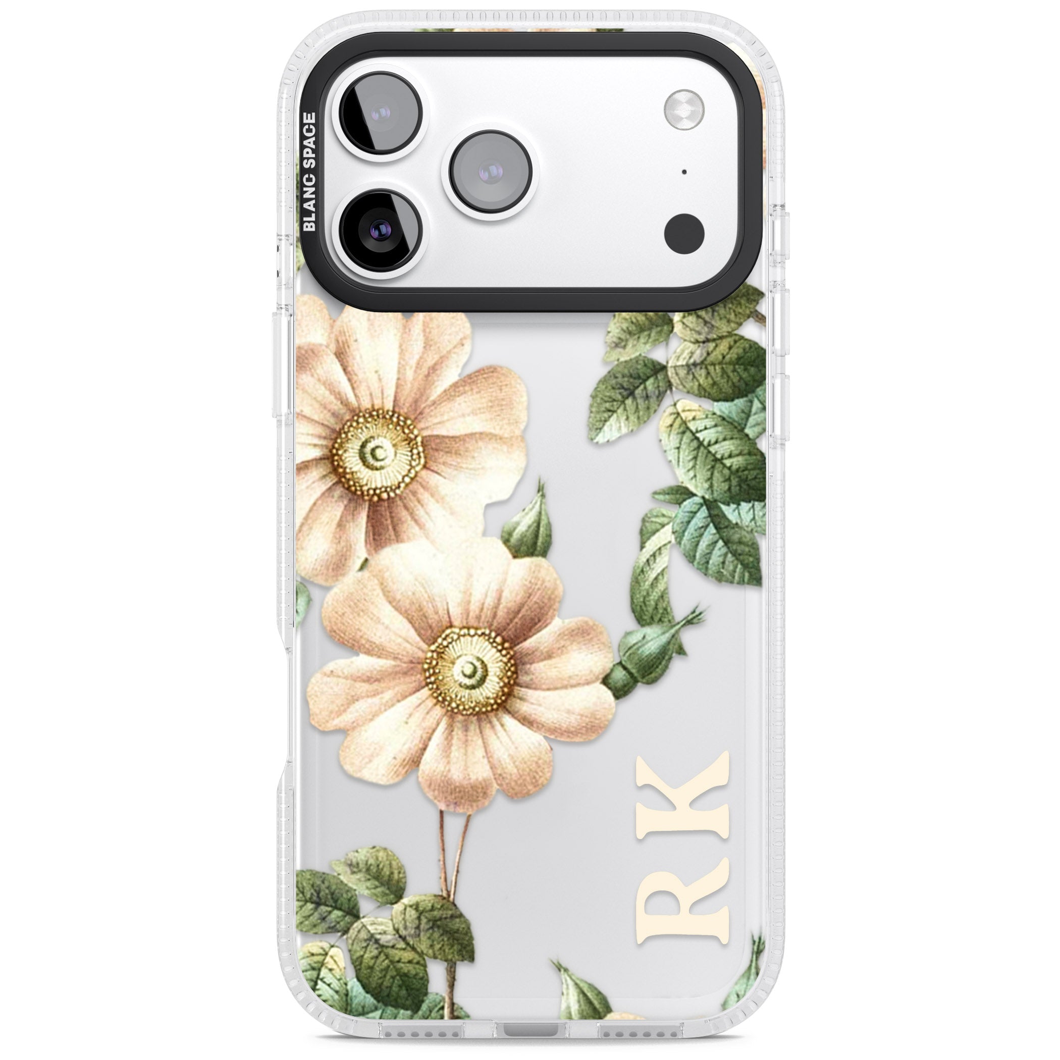 Personalised Vintage Floral Anemone iPhone 17 Pro Impact Air Clear Phone Case