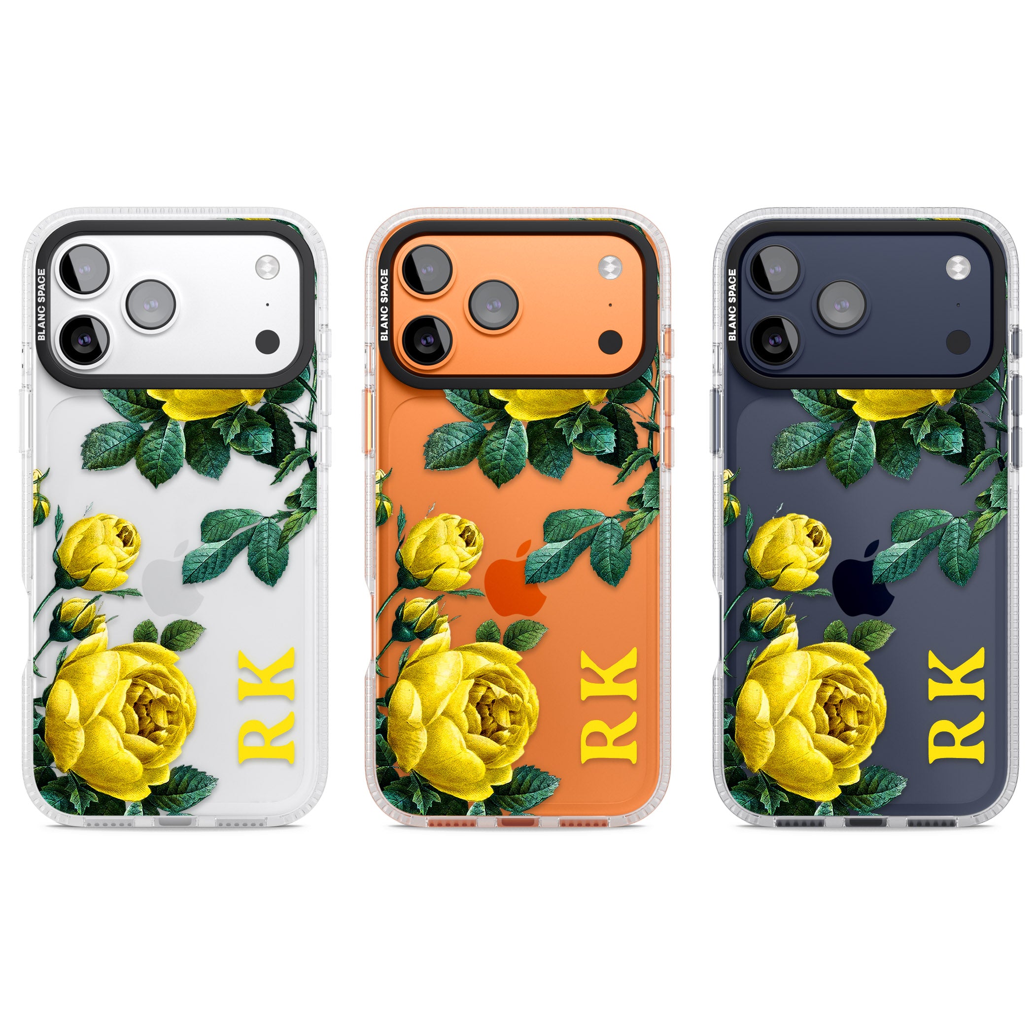 Personalised Vintage Floral Yellow Roses iPhone 17 Pro Impact Air Clear Phone Case APT Impact Protection