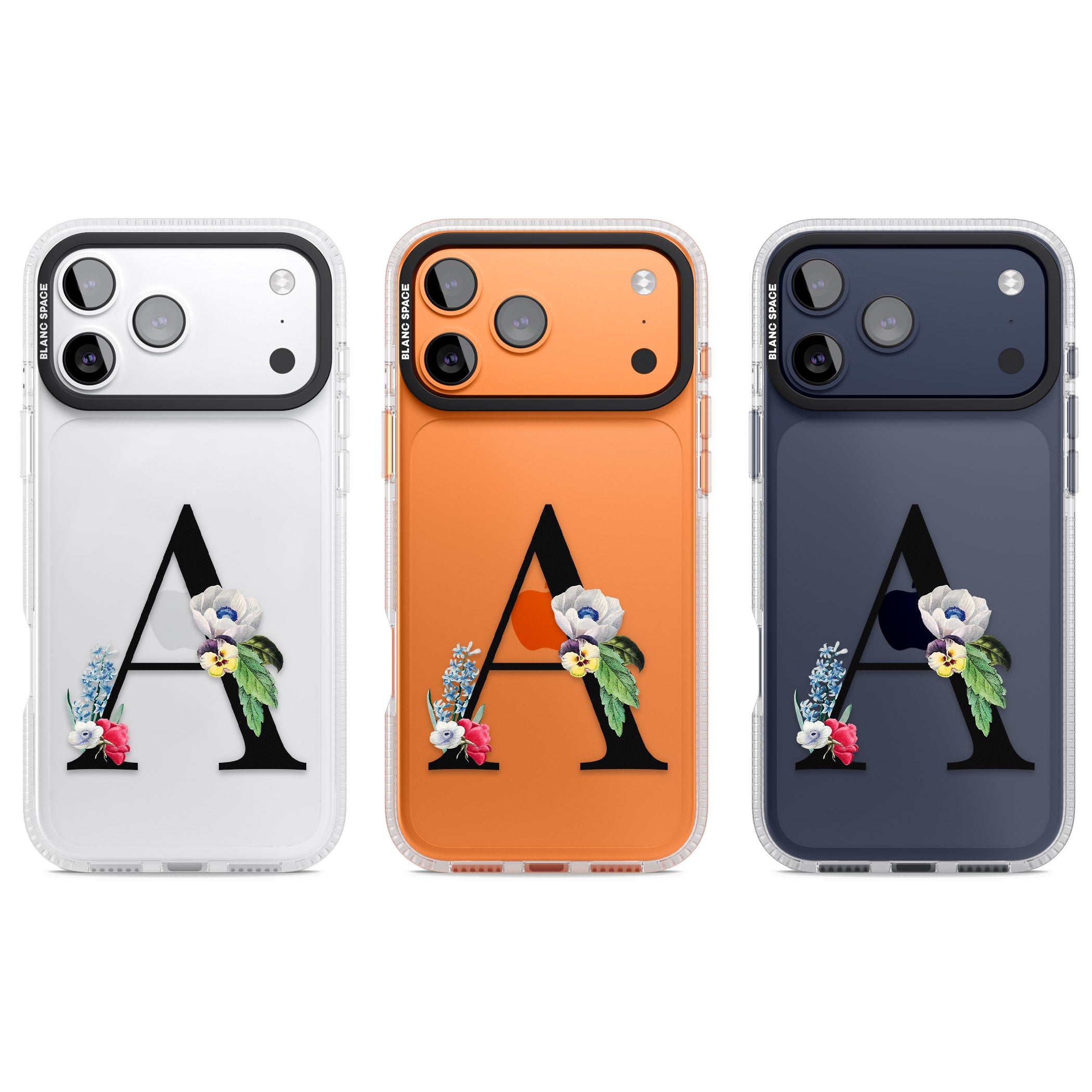 Personalised Floral Initial iPhone 17 Pro Impact Air Clear Phone Case APT Impact Protection