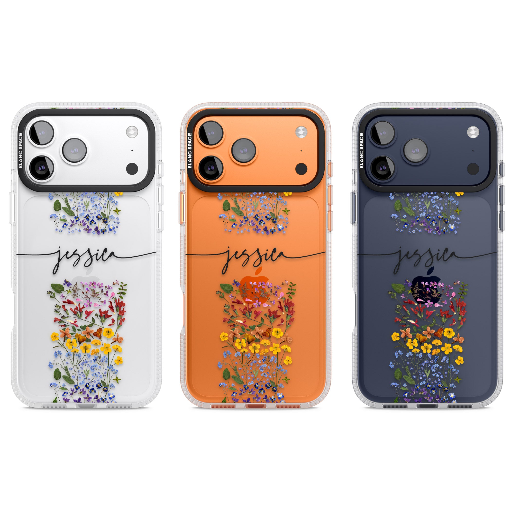 Personalised Wildflower Stripe iPhone 17 Pro Impact Air Clear Phone Case APT Impact Protection