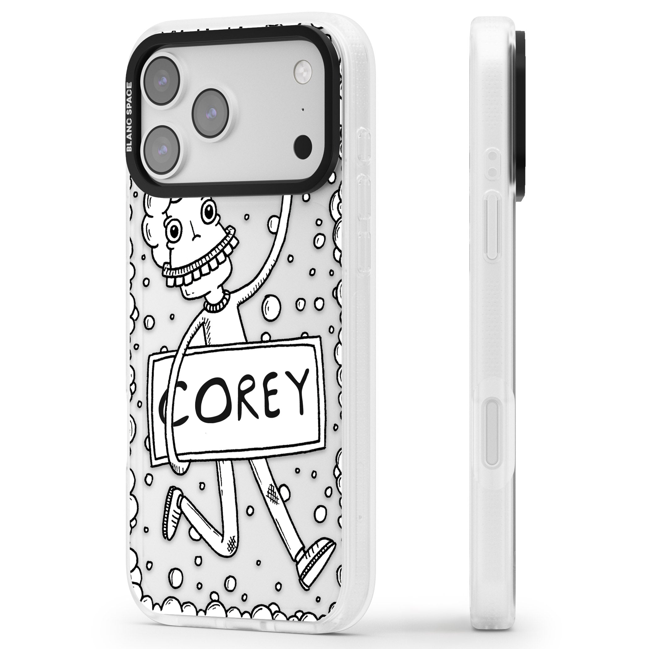 Personalised Banner Boy iPhone 17 Pro Impact Air Clear Phone Case Side Profile