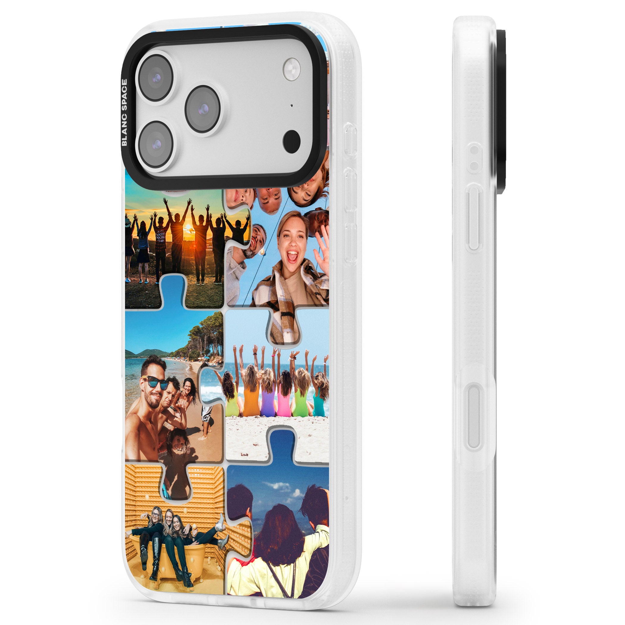 Personalised Jigsaw Photo Grid iPhone 17 Pro Impact Air Clear Phone Case Side Profile
