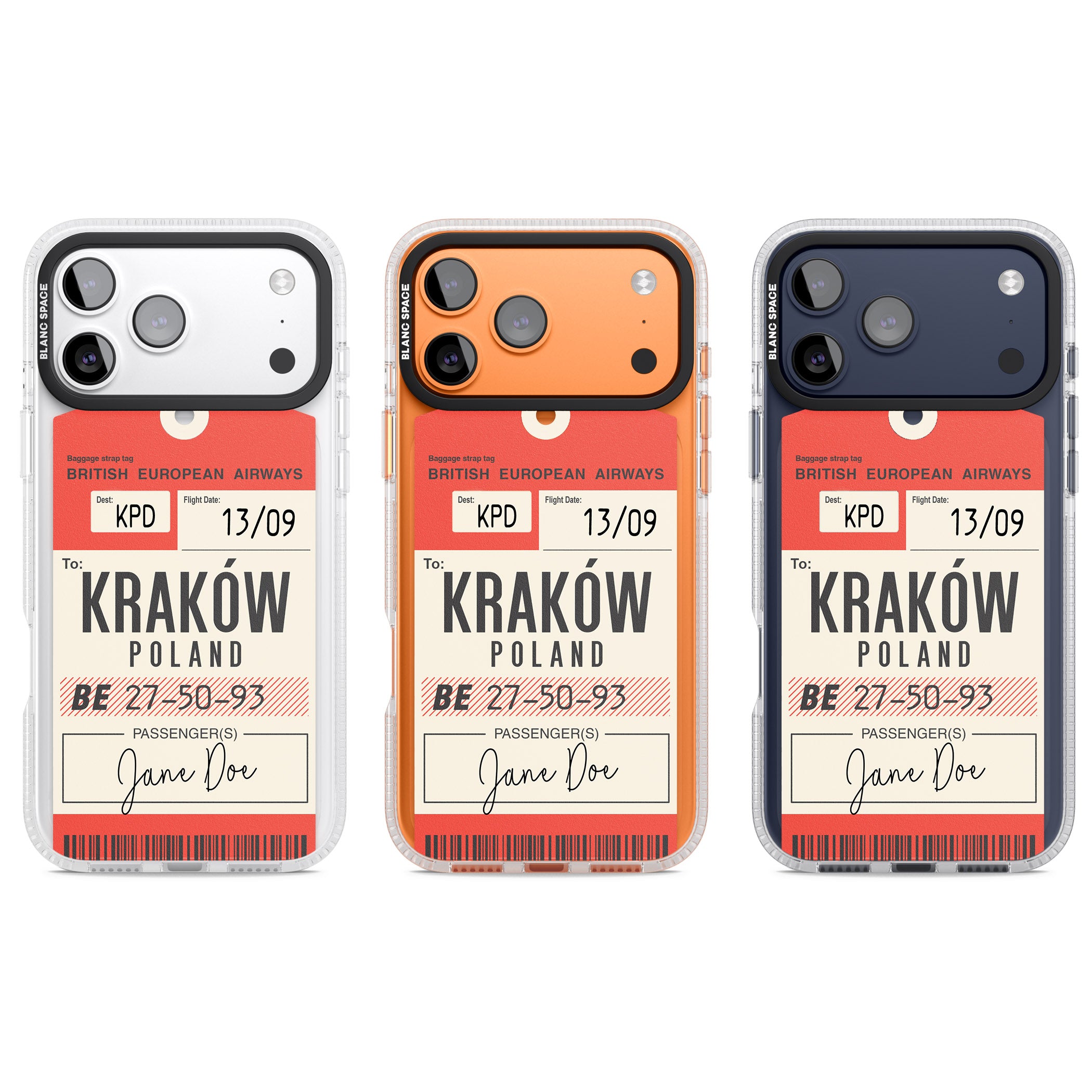 Personalised Vintage Bea Luggage Tag iPhone 17 Pro Impact Air Clear Phone Case APT Impact Protection