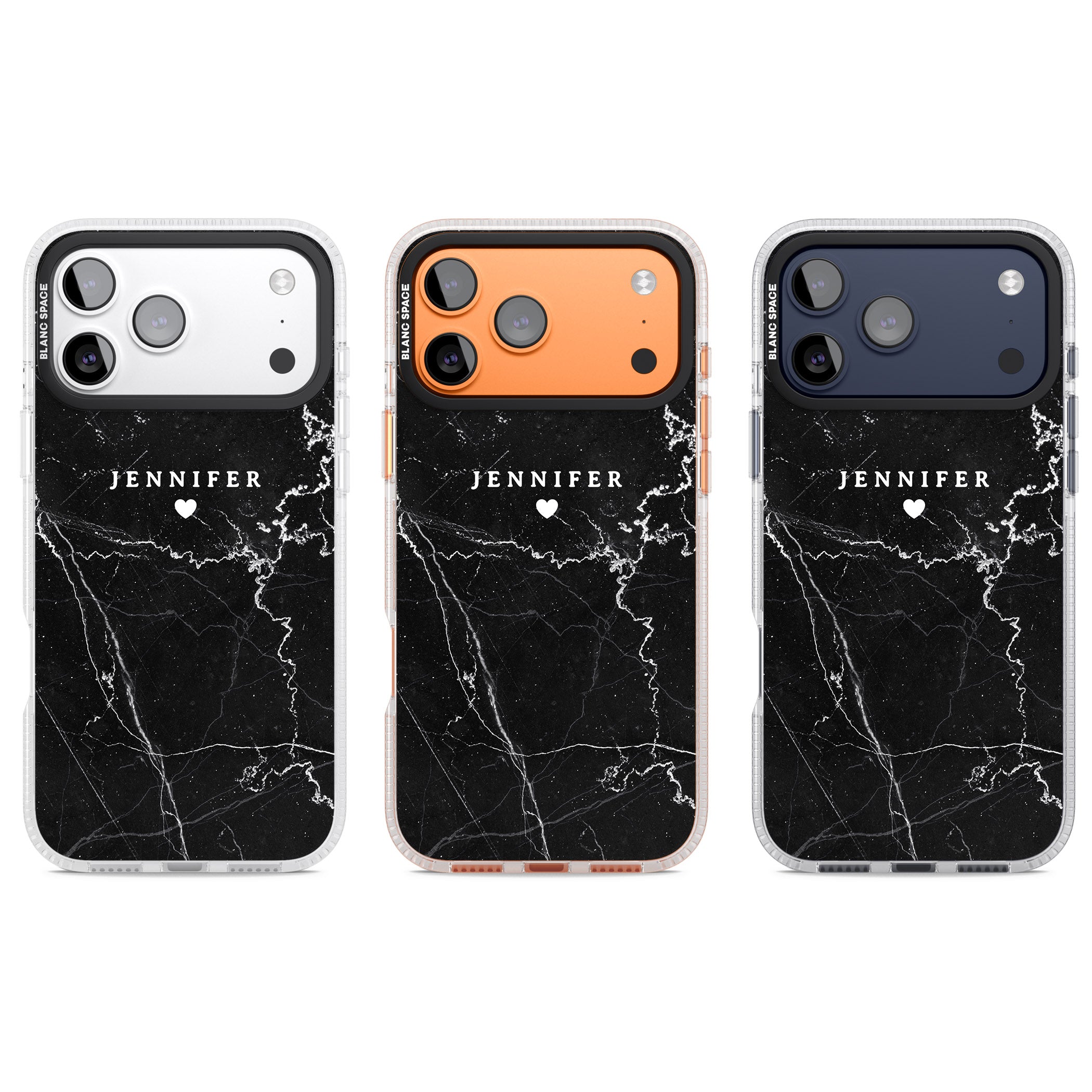 Personalised Black Marble iPhone 17 Pro Impact Air Clear Phone Case APT Impact Protection
