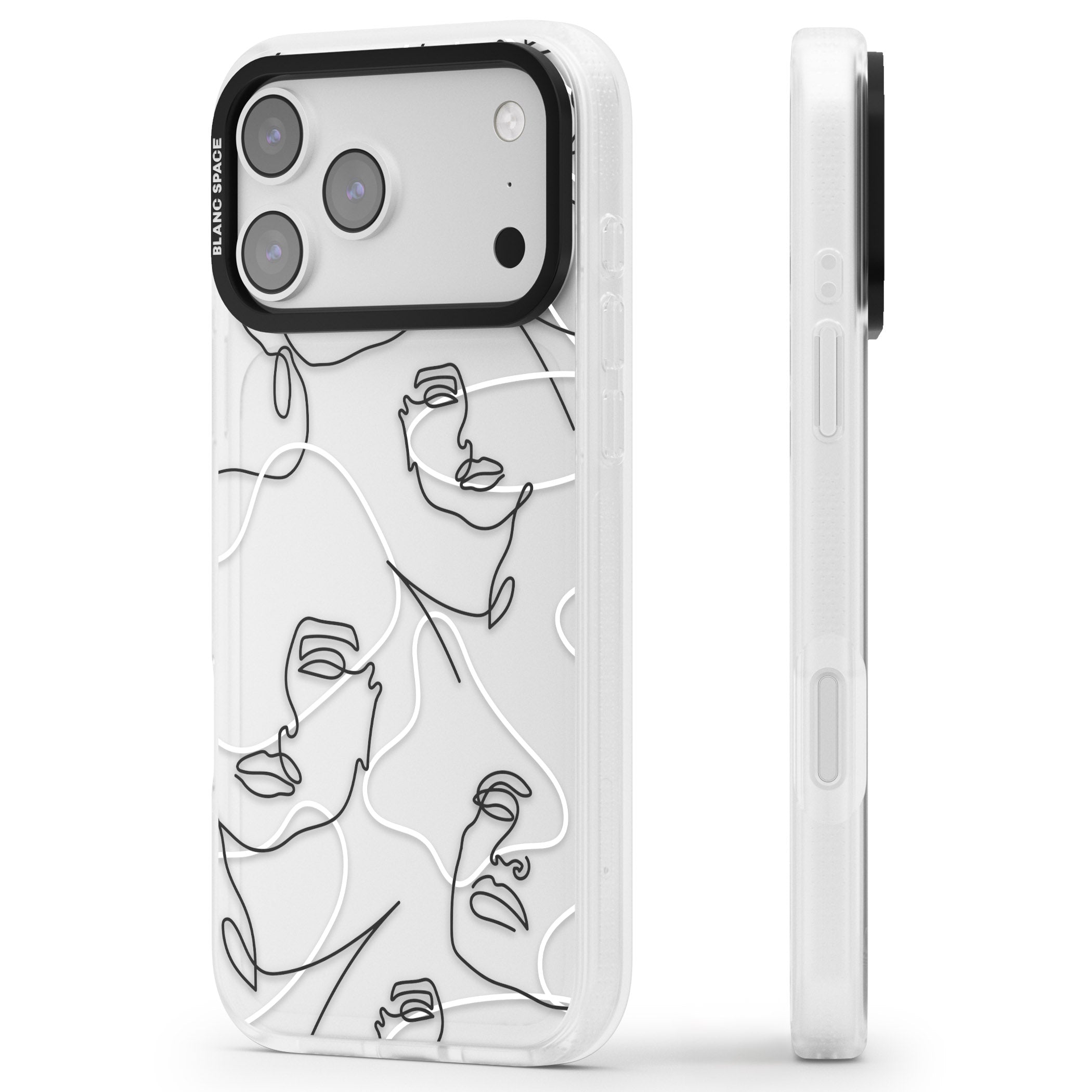 Personalised Abstract Faces iPhone 17 Pro Impact Air Clear Phone Case Side Profile