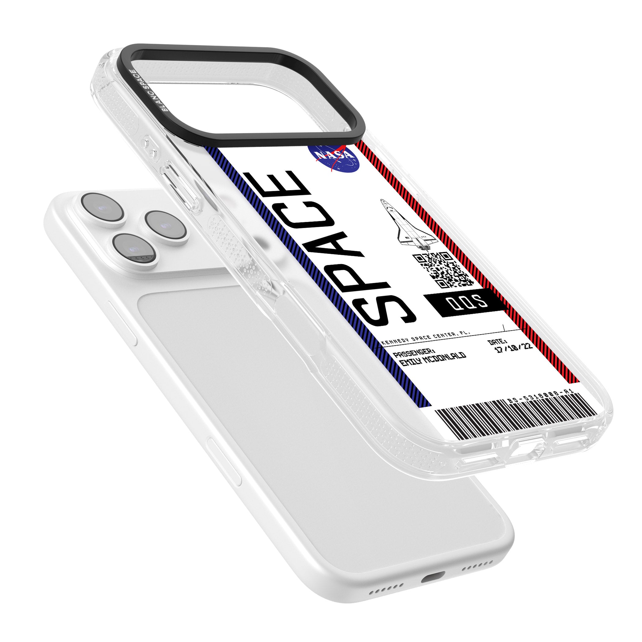 Personalised Nasa Boarding Pass (Light) iPhone 17 Pro Impact Air Clear Phone Case Colours