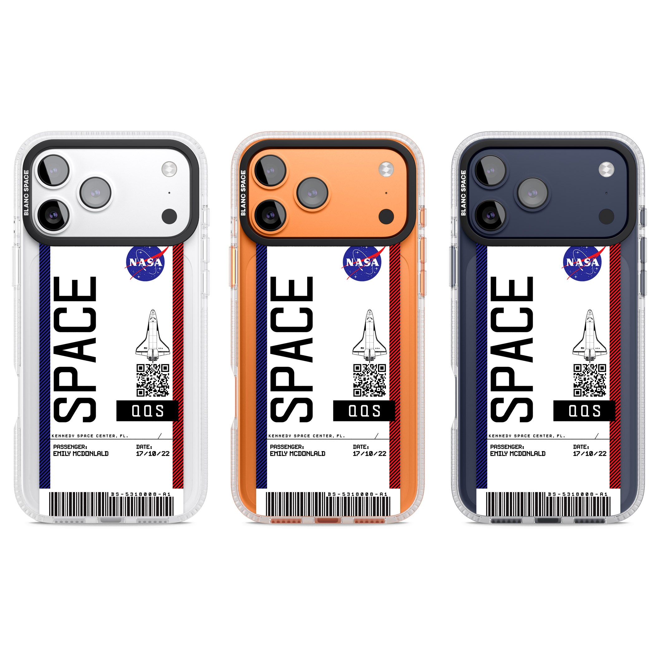 Personalised Nasa Boarding Pass (Light) iPhone 17 Pro Impact Air Clear Phone Case APT Impact Protection