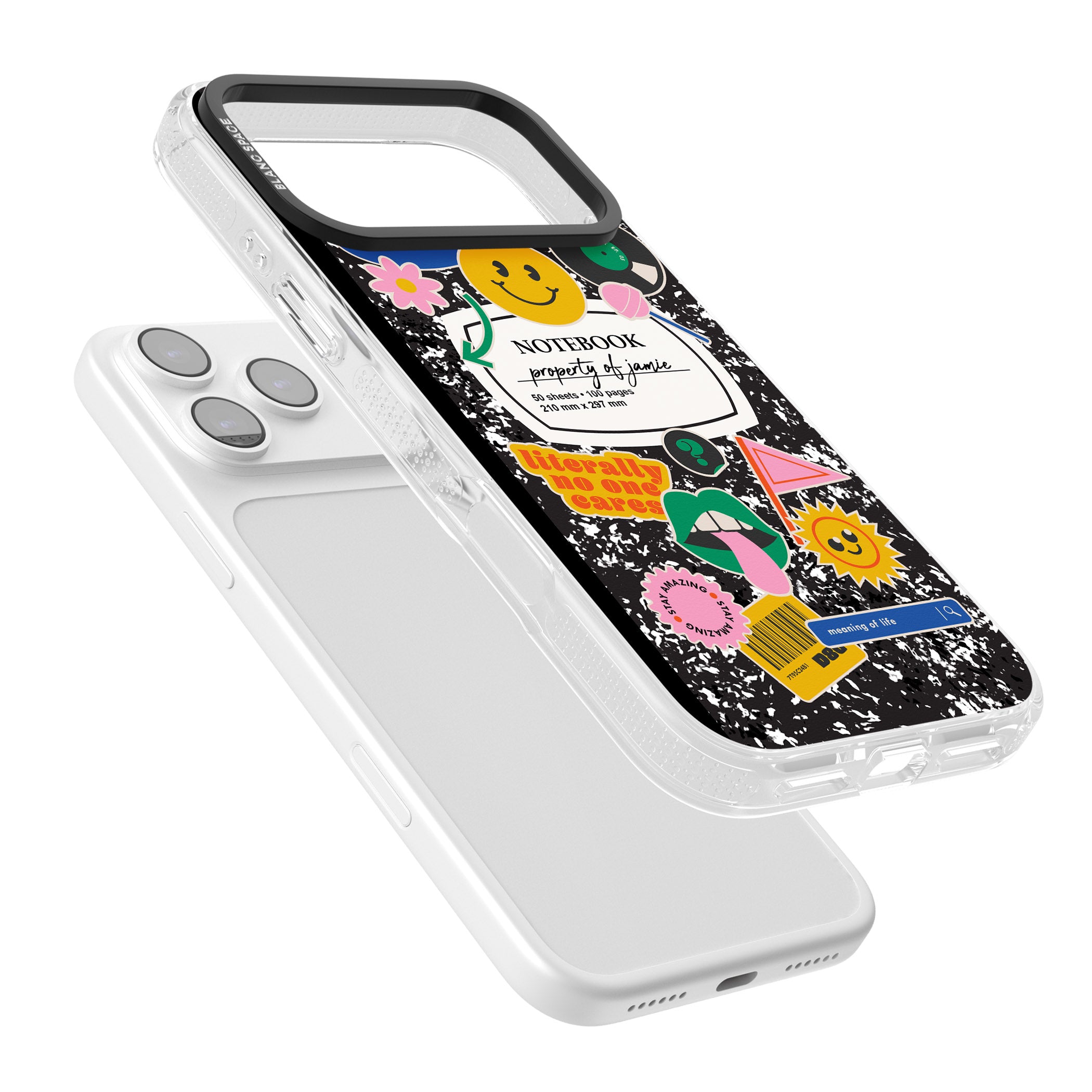 Personalised Quirky Notebook iPhone 17 Pro Impact Air Clear Phone Case Colours