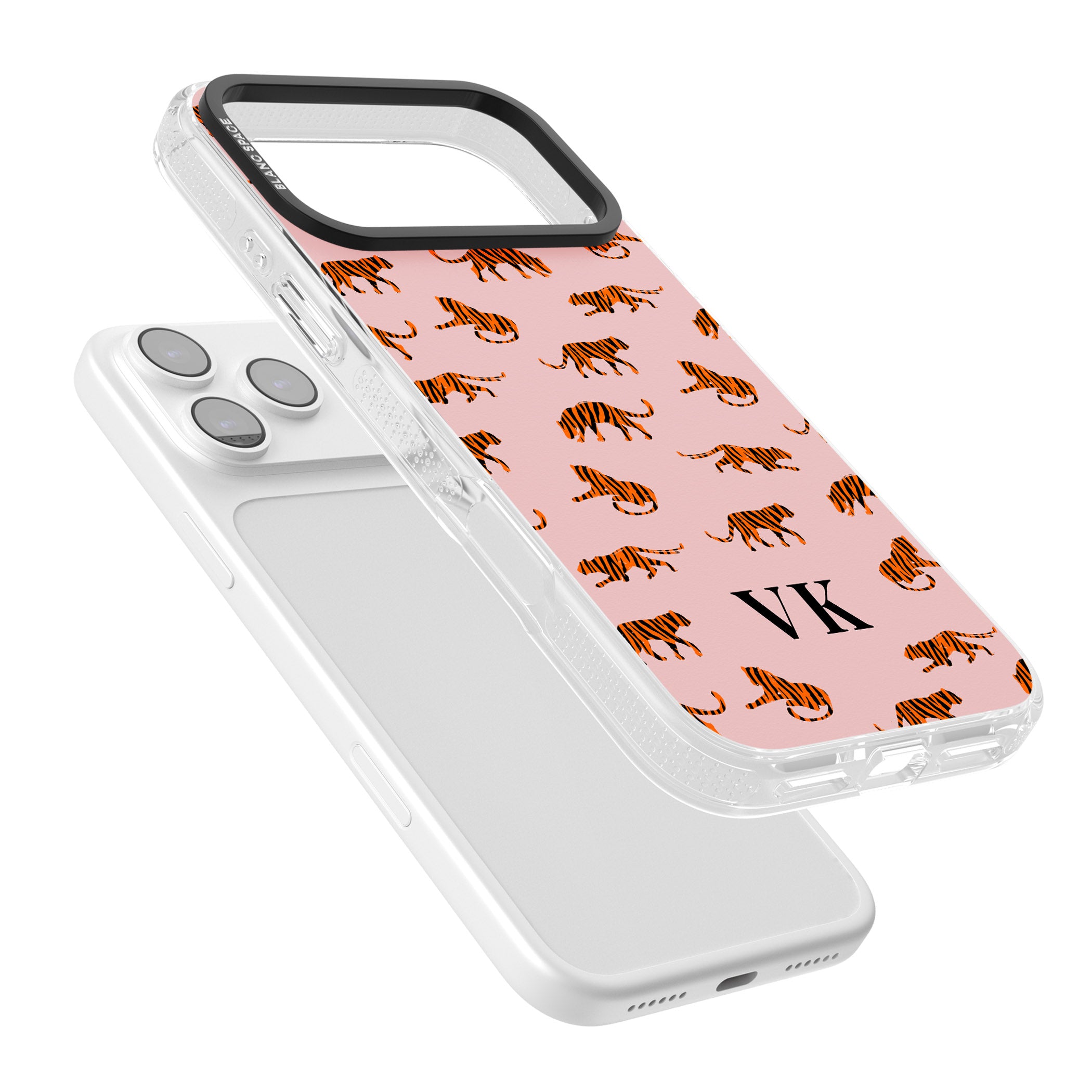 Personalised Pink Safari Tiger Pattern iPhone 17 Pro Impact Air Clear Phone Case Colours