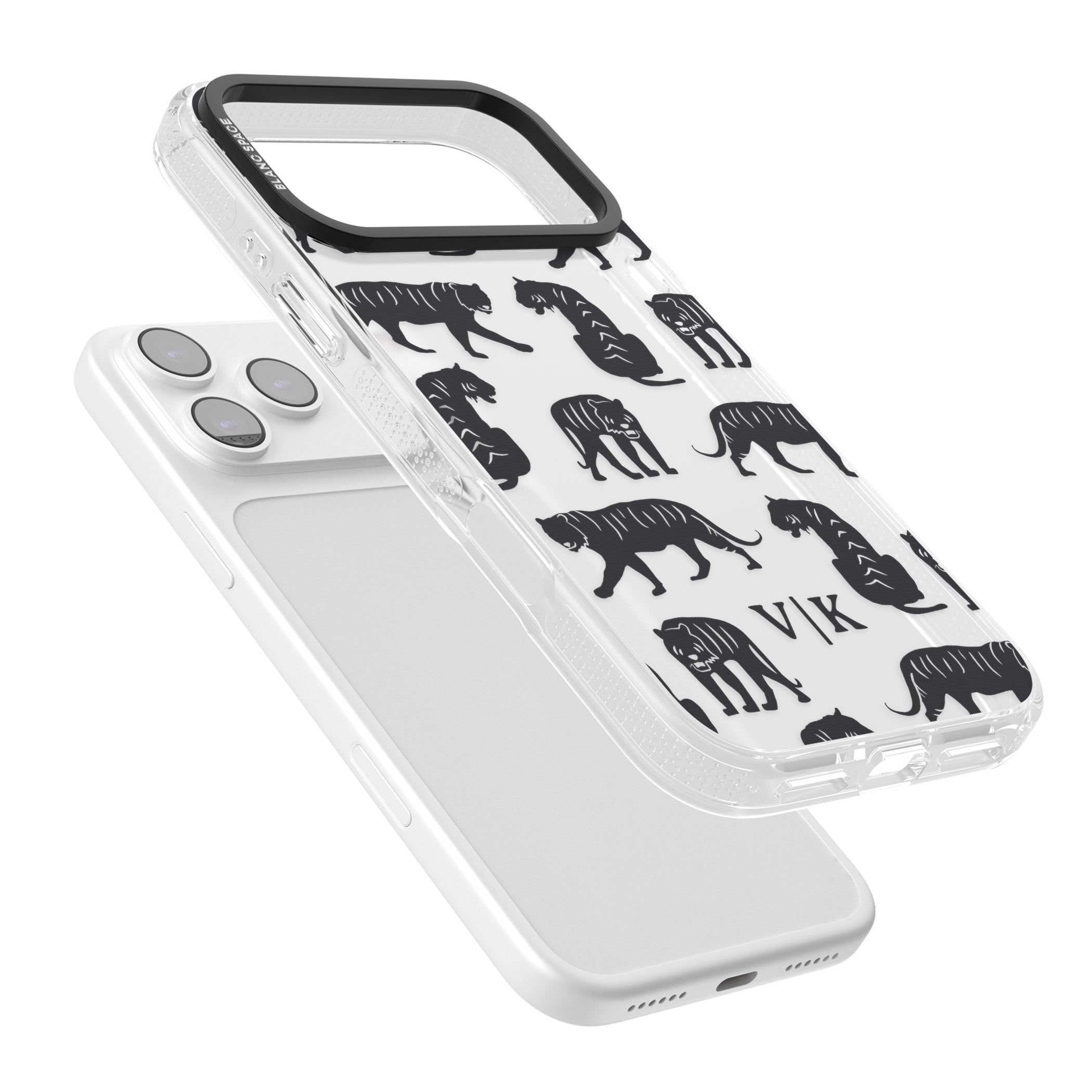 Personalised Tiger Silhouettes iPhone 17 Pro Impact Air Clear Phone Case Colours