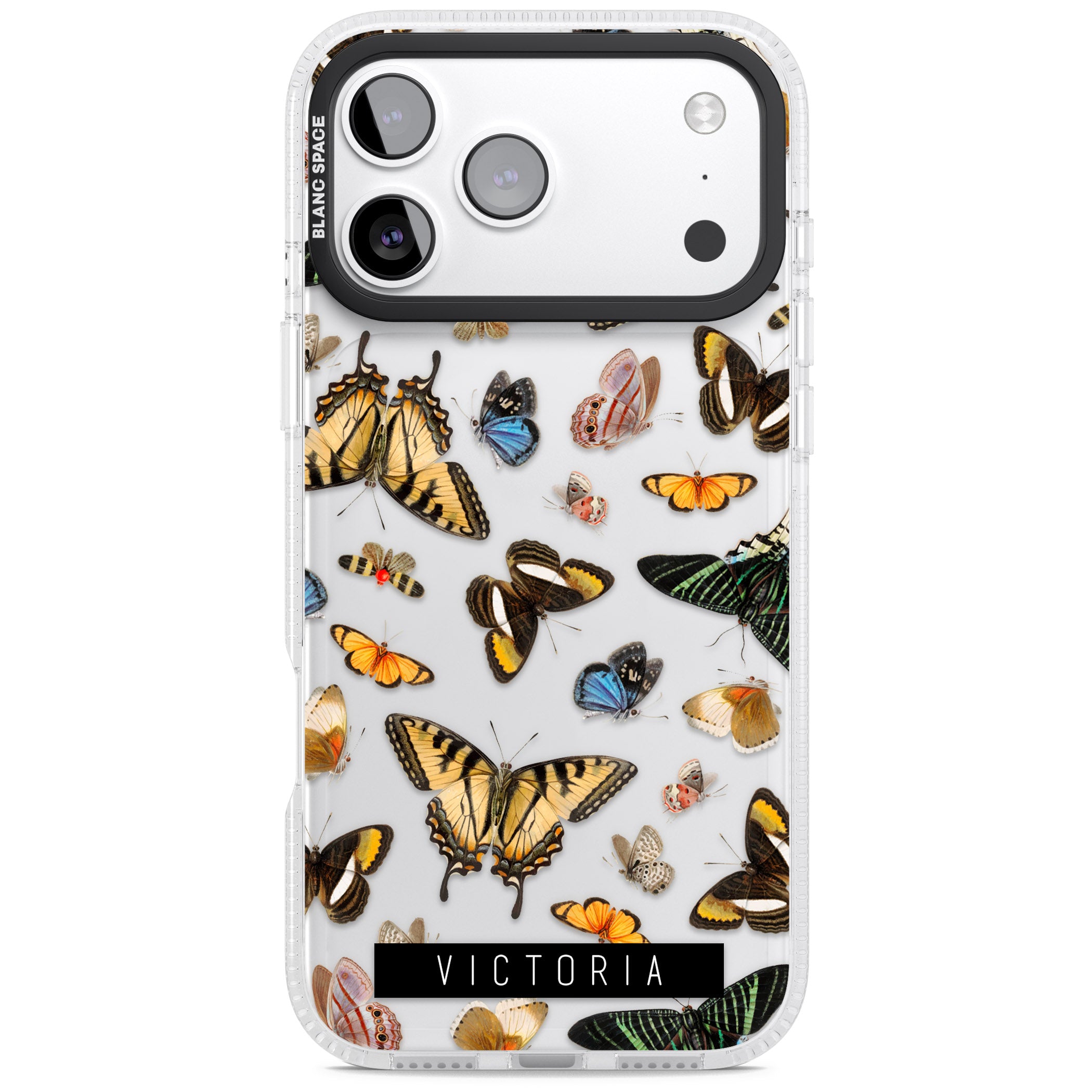 Personalised Butterfly Archive iPhone 17 Pro Impact Air Clear Phone Case