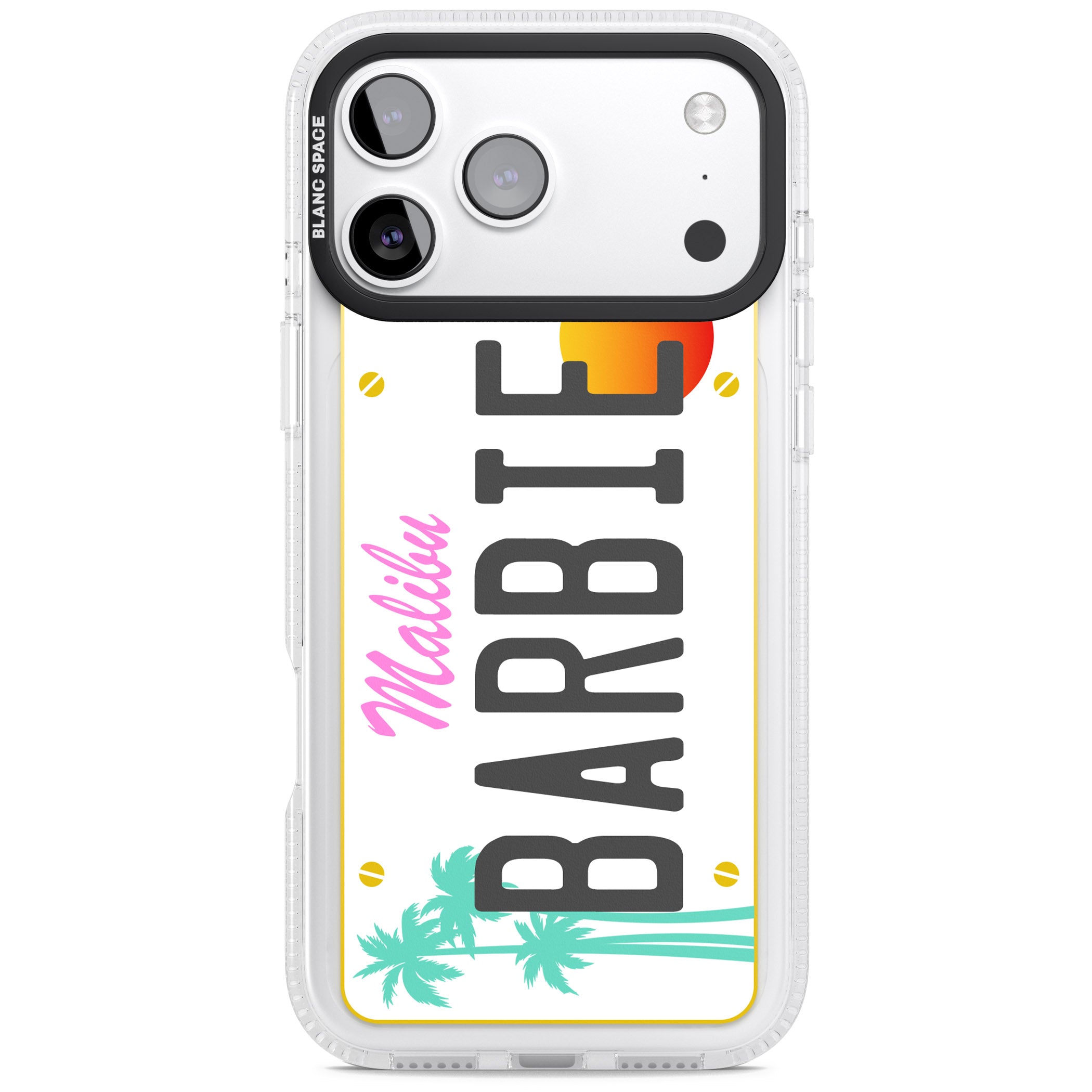 Personalised Malibu License Plate iPhone 17 Pro Impact Air Clear Phone Case