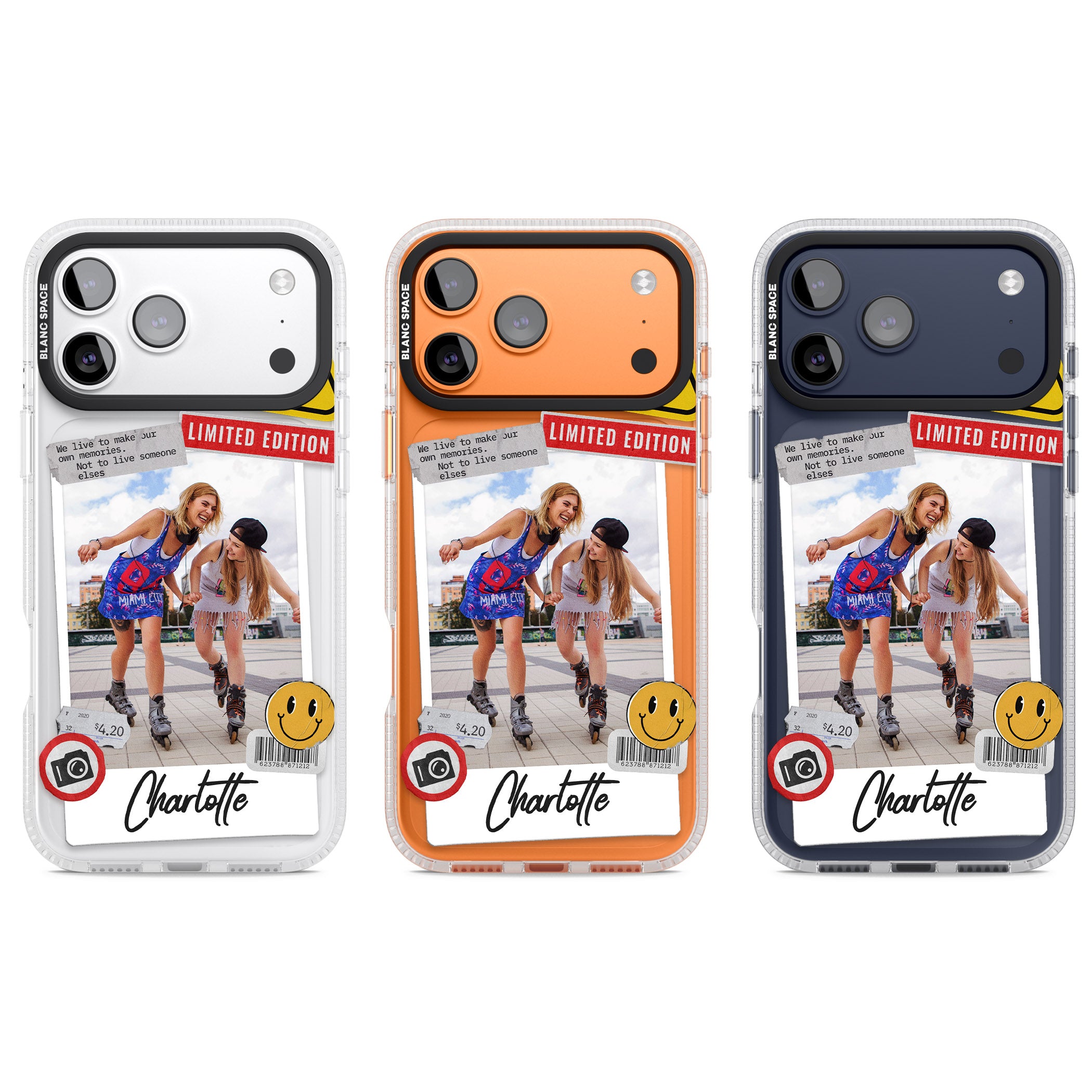 Personalised Sticker Mix Instant Photo iPhone 17 Pro Impact Air Clear Phone Case APT Impact Protection