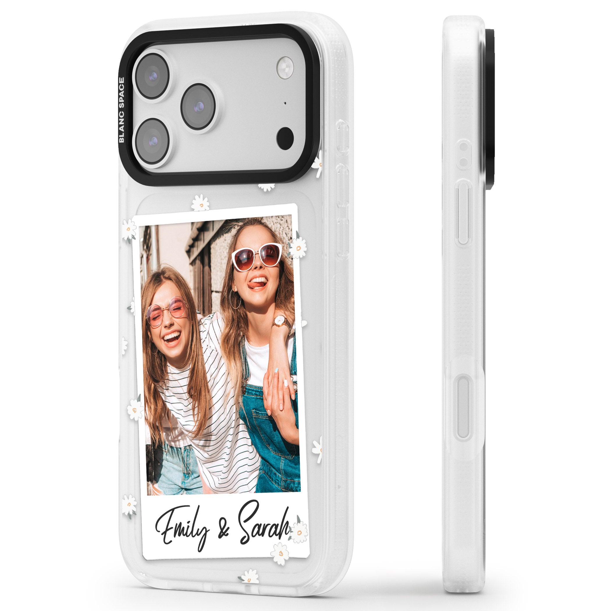 Personalised Daisy Instant Photo iPhone 17 Pro Impact Air Clear Phone Case Side Profile