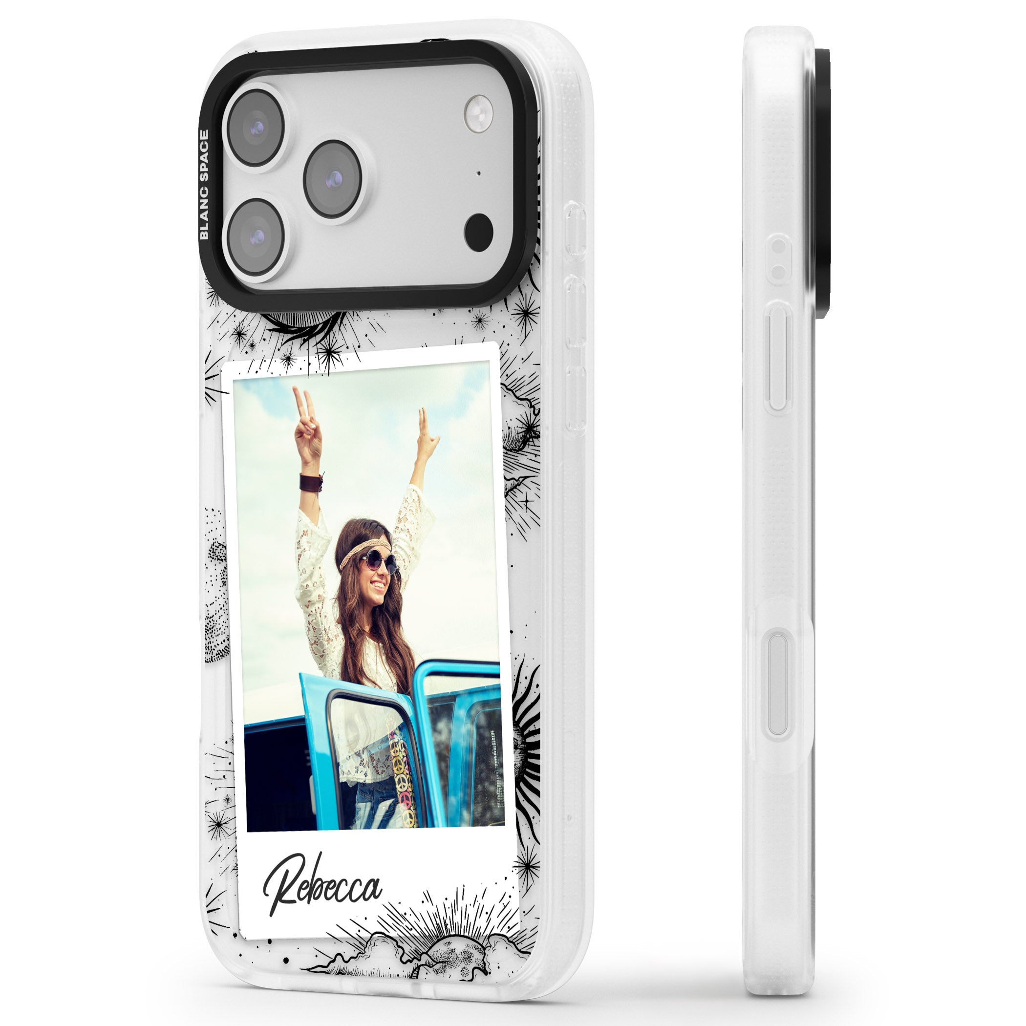 Personalised Astrology Instant Photo iPhone 17 Pro Impact Air Clear Phone Case Side Profile