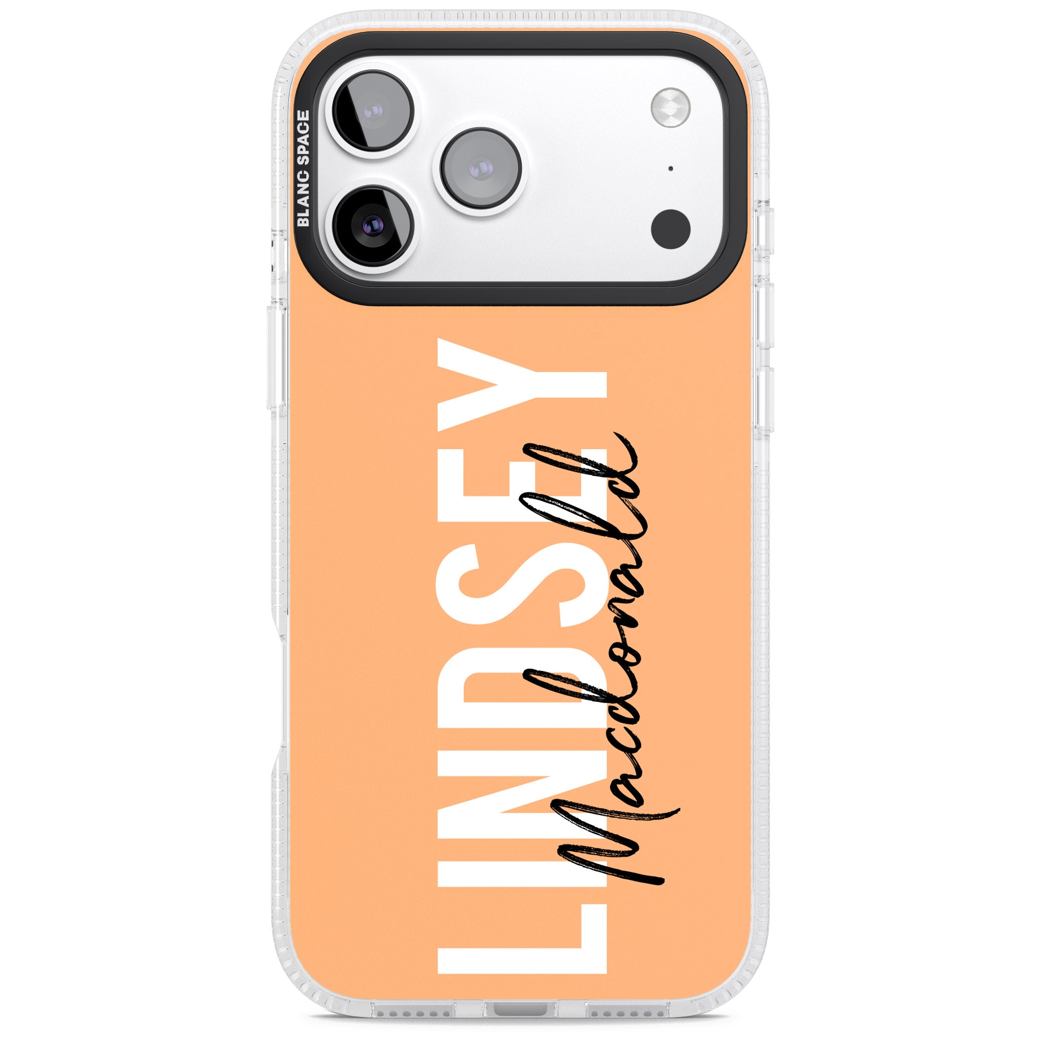 Personalised Bold Name: Peach iPhone 17 Pro Impact Air Clear Phone Case