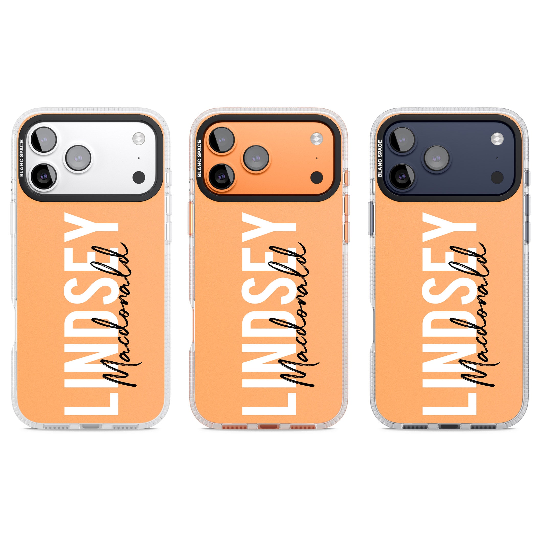 Personalised Bold Name: Peach iPhone 17 Pro Impact Air Clear Phone Case APT Impact Protection